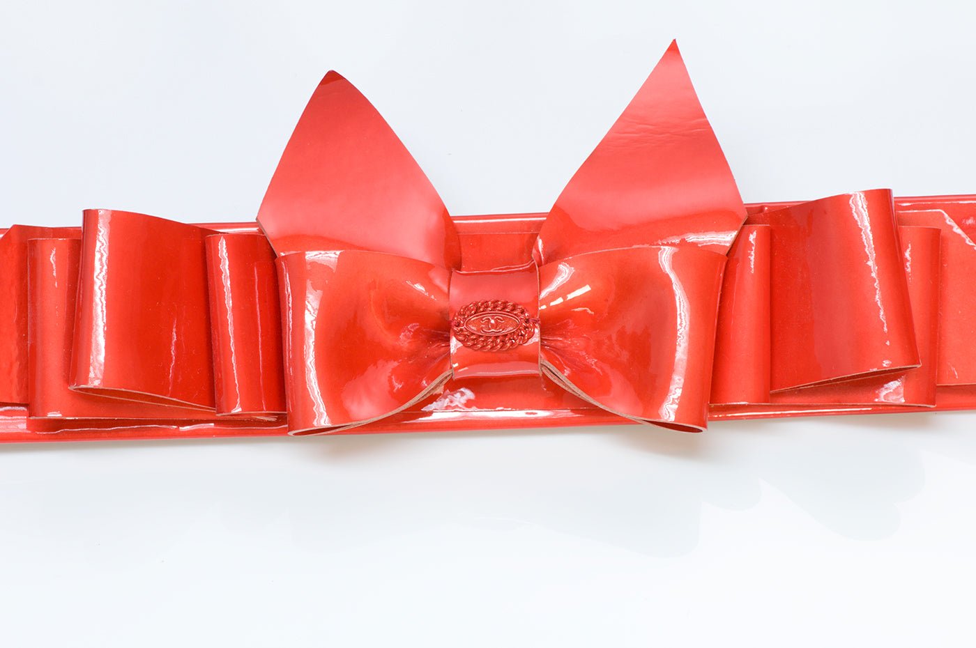 Chanel CC Spring 2008 Red Patent Leather Bow Belt