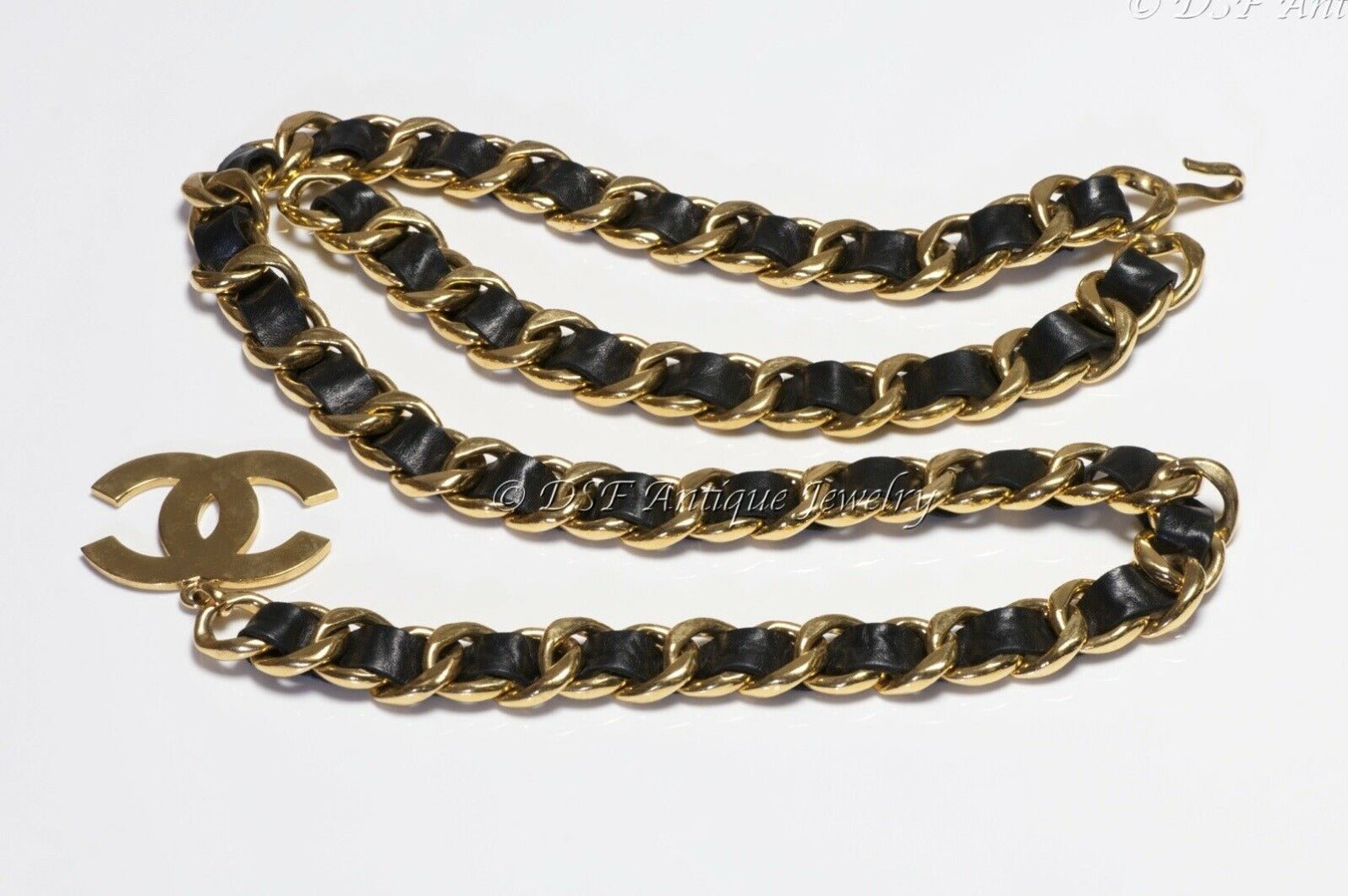 CHANEL Fall 1991 Chunky Black Leather Chain CC Women’s Belt