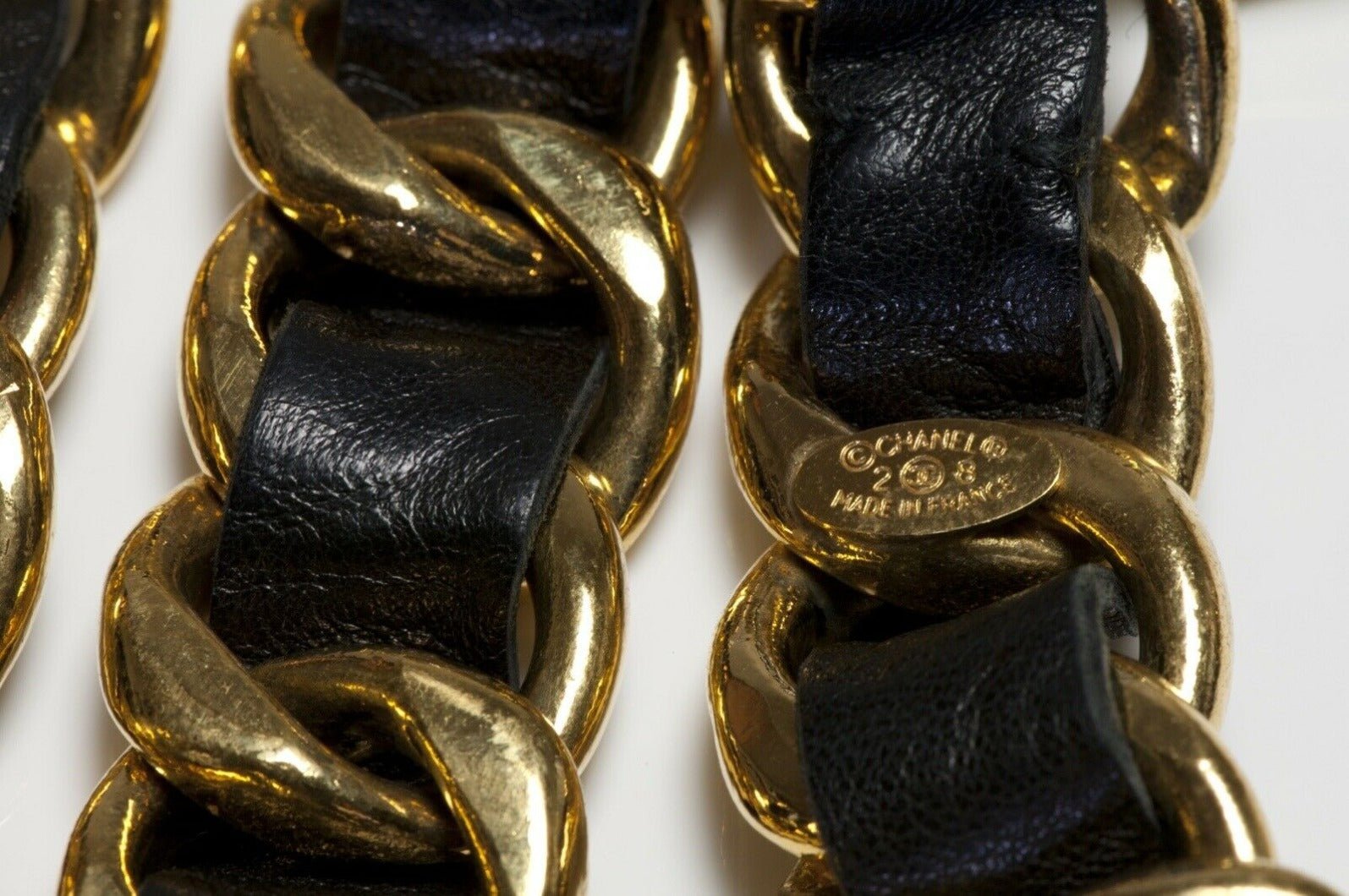 CHANEL Fall 1991 Chunky Black Leather Chain CC Women’s Belt