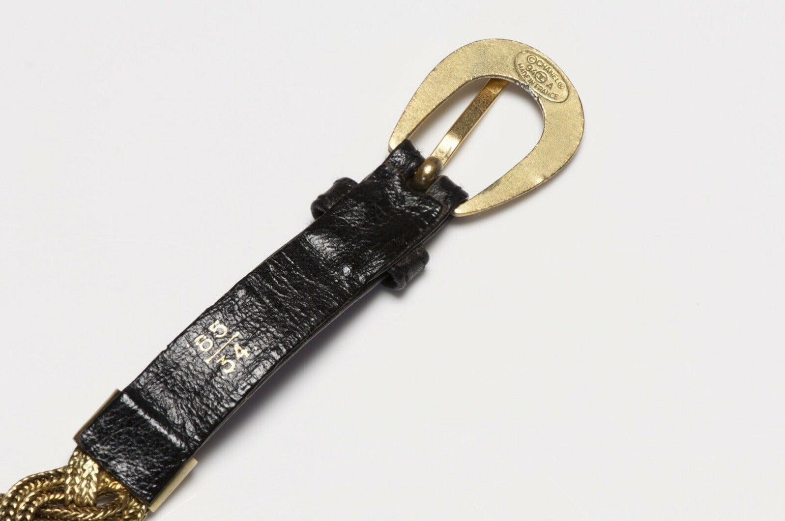 CHANEL Fall 1994 Black Leather Medallion Chain Belt