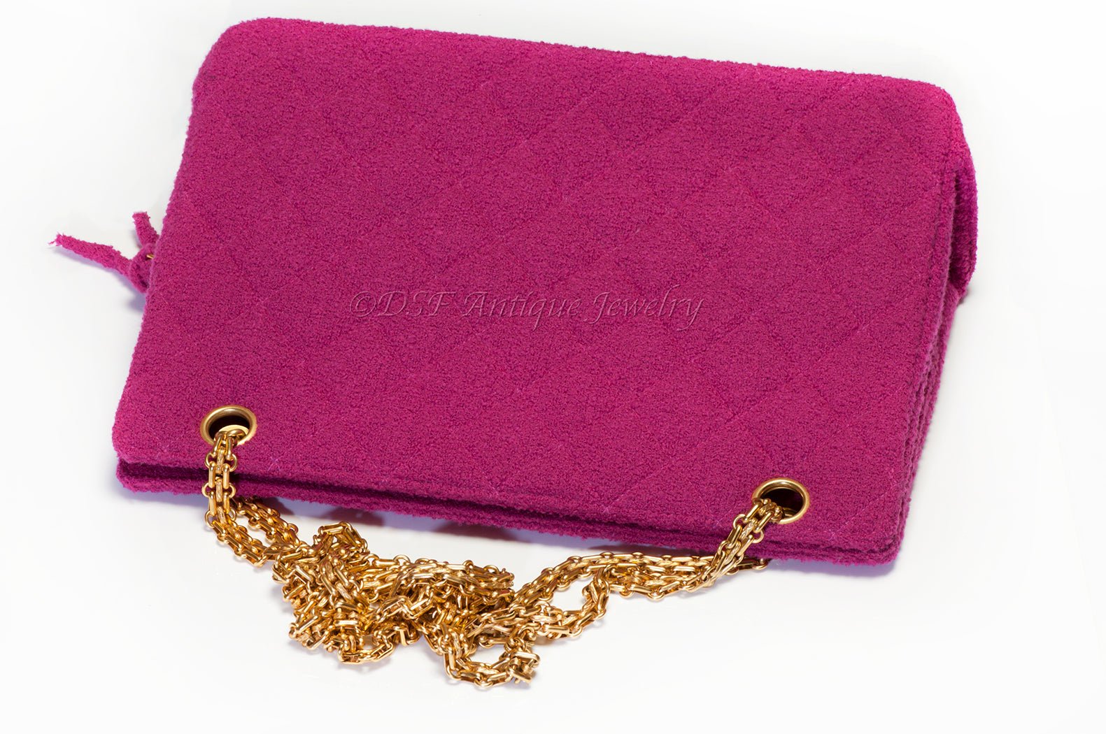 Chanel Fall 1995 Pink Fuchsia Quilted Tweed Double Chain Bag