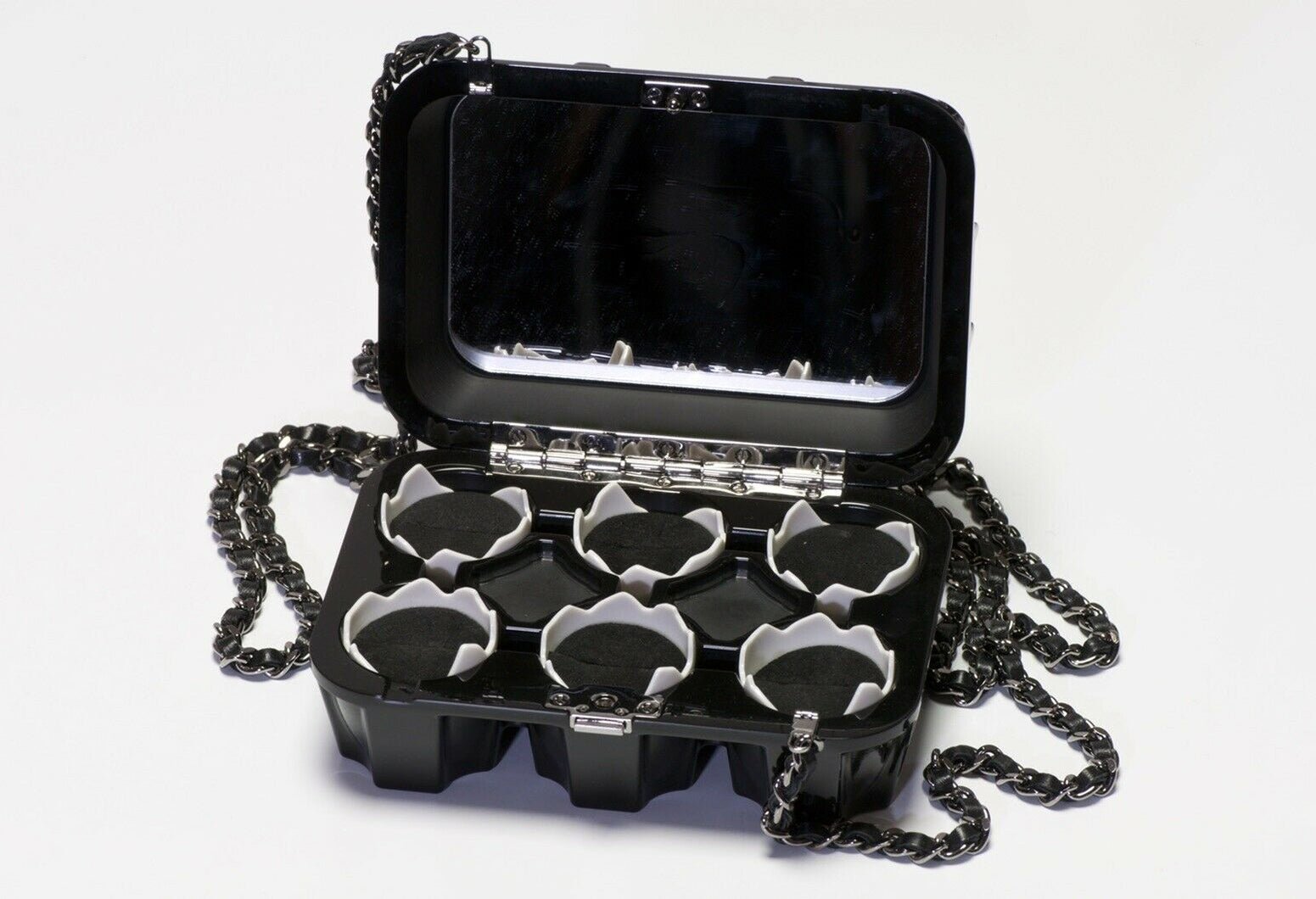 CHANEL Fall 2014 Black Crystal CC Egg Carton Clutch Crossbody Bag