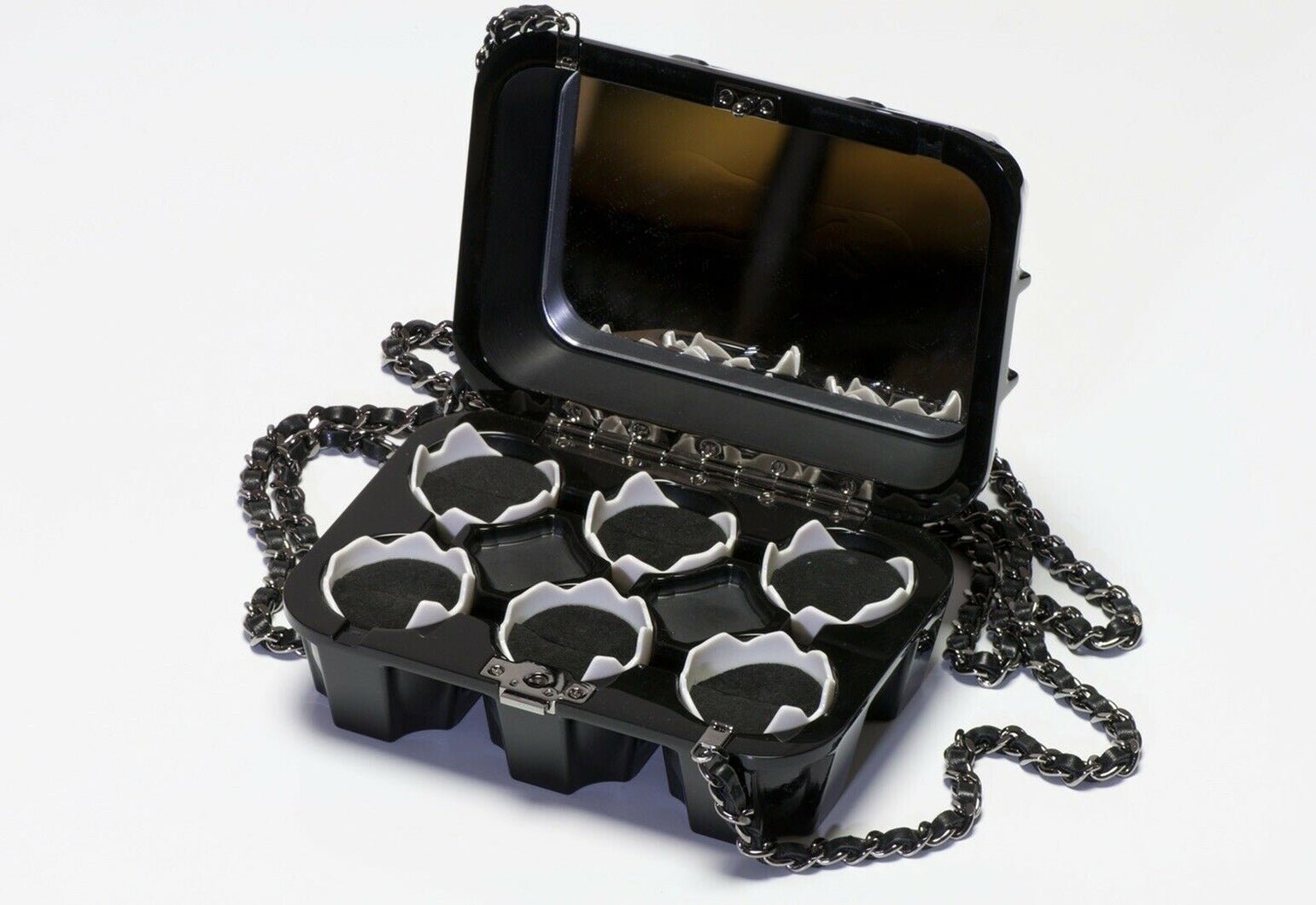 CHANEL Fall 2014 Black Crystal CC Egg Carton Clutch Crossbody Bag