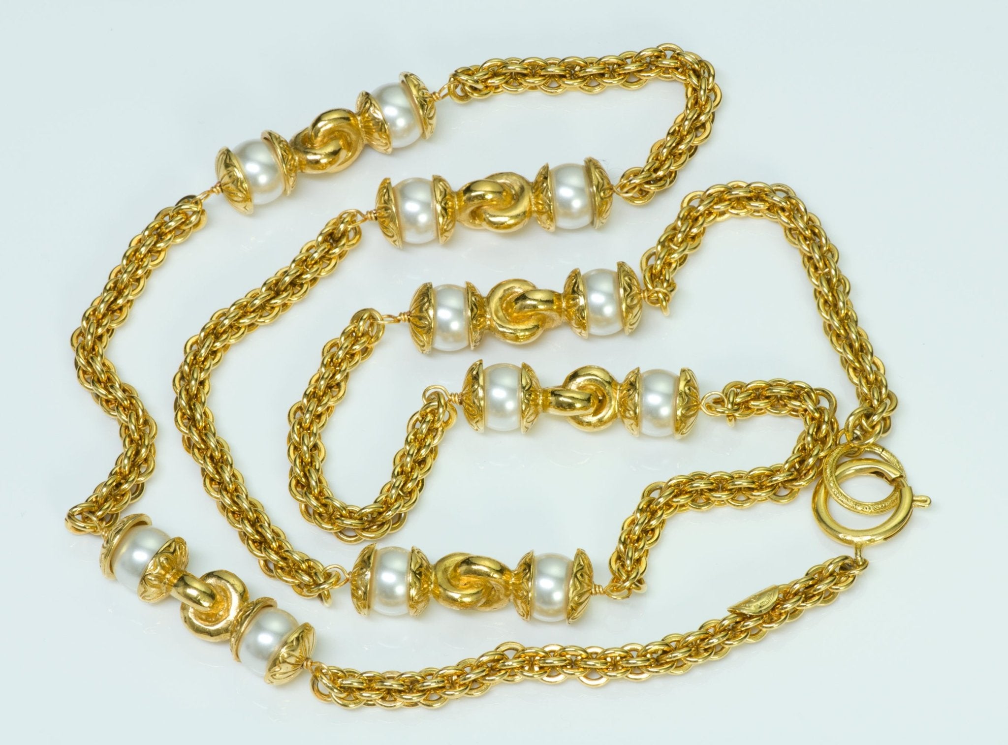 Chanel Gold Plated Pearl Sautoir Necklace
