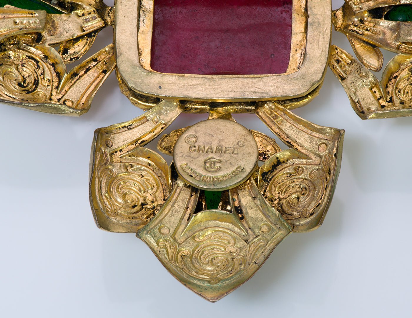 Chanel Gripoix Byzantine Style Cross Pendant Brooch