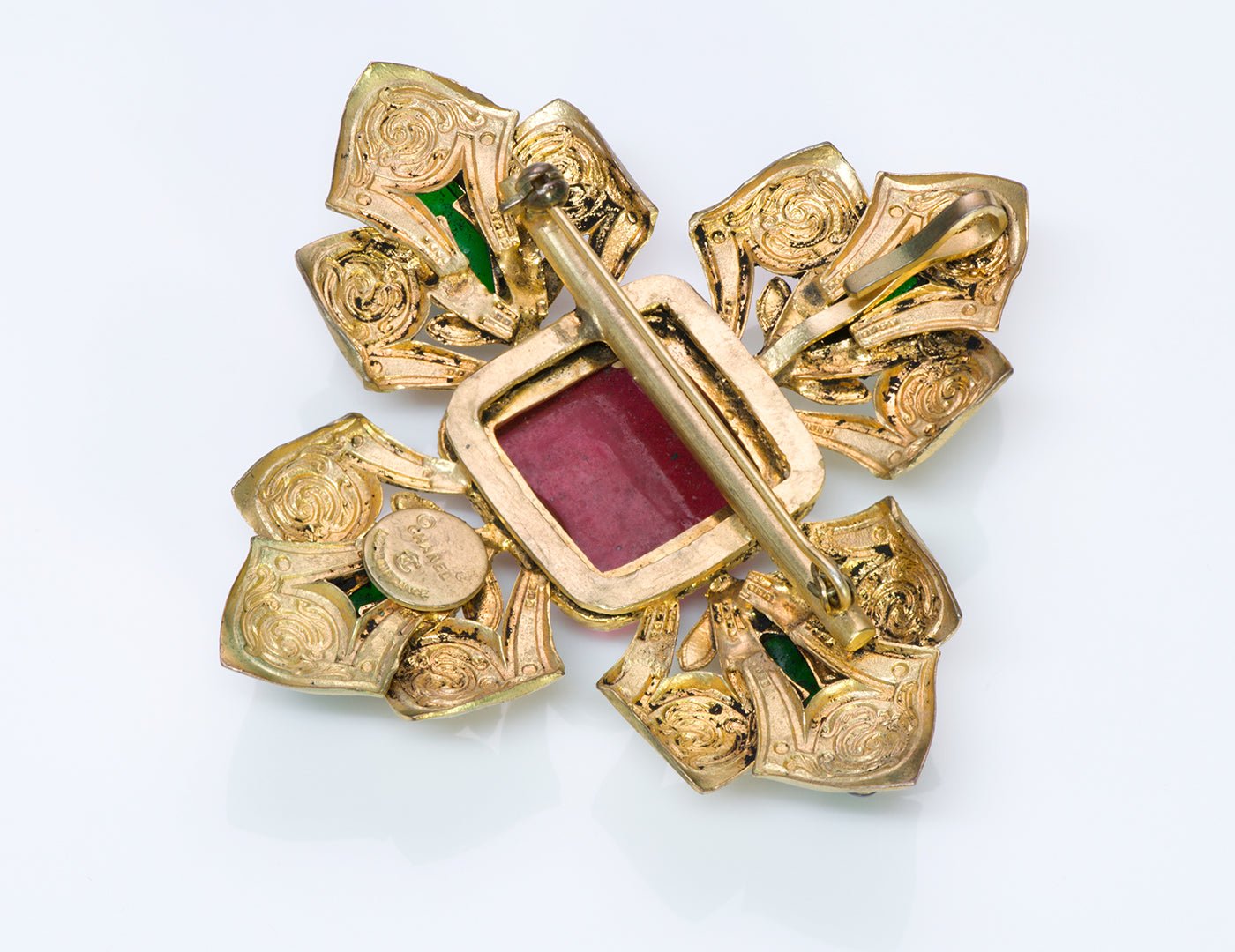 Chanel Gripoix Byzantine Style Cross Pendant Brooch