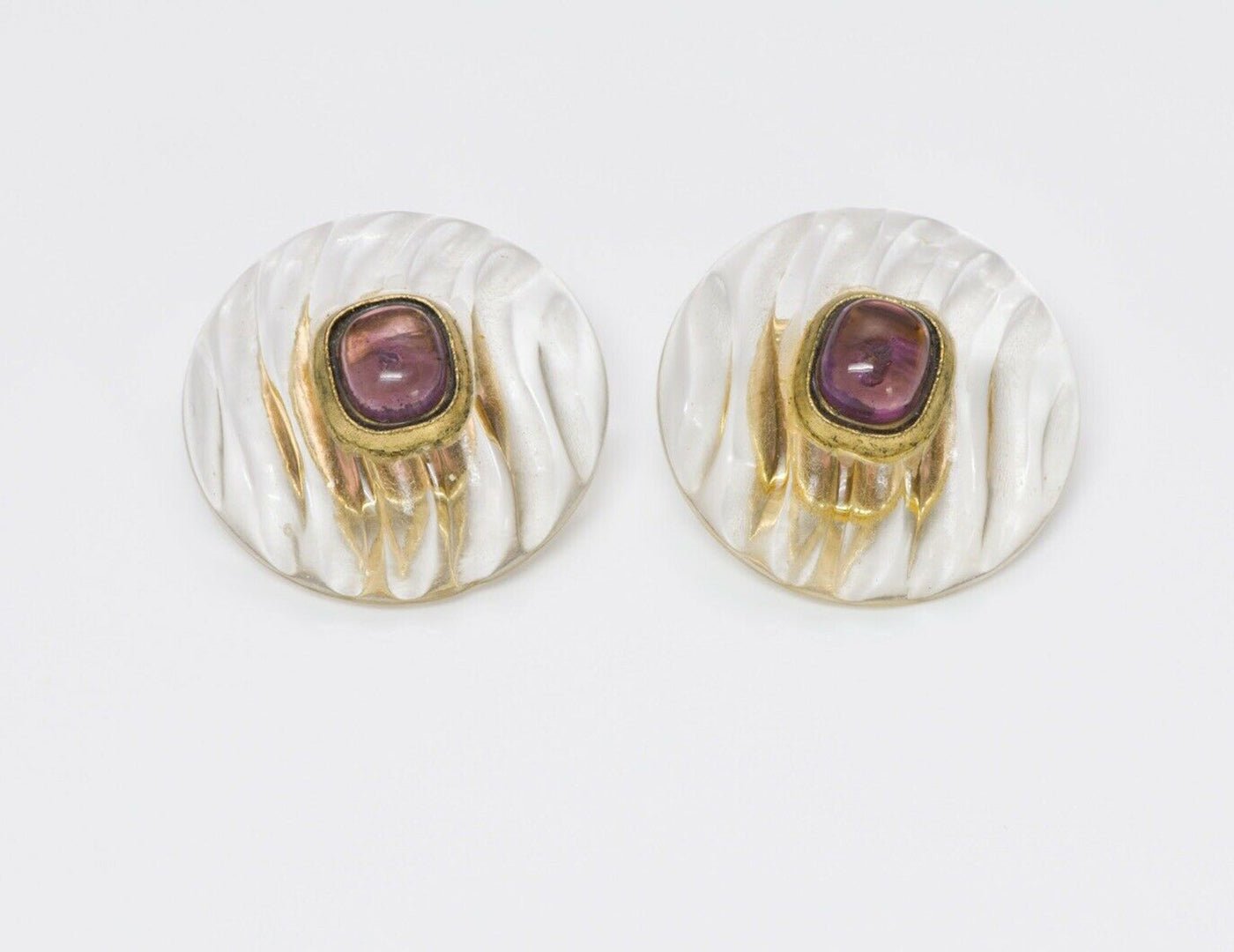 Chanel Gripoix Glass Lucite Earrings