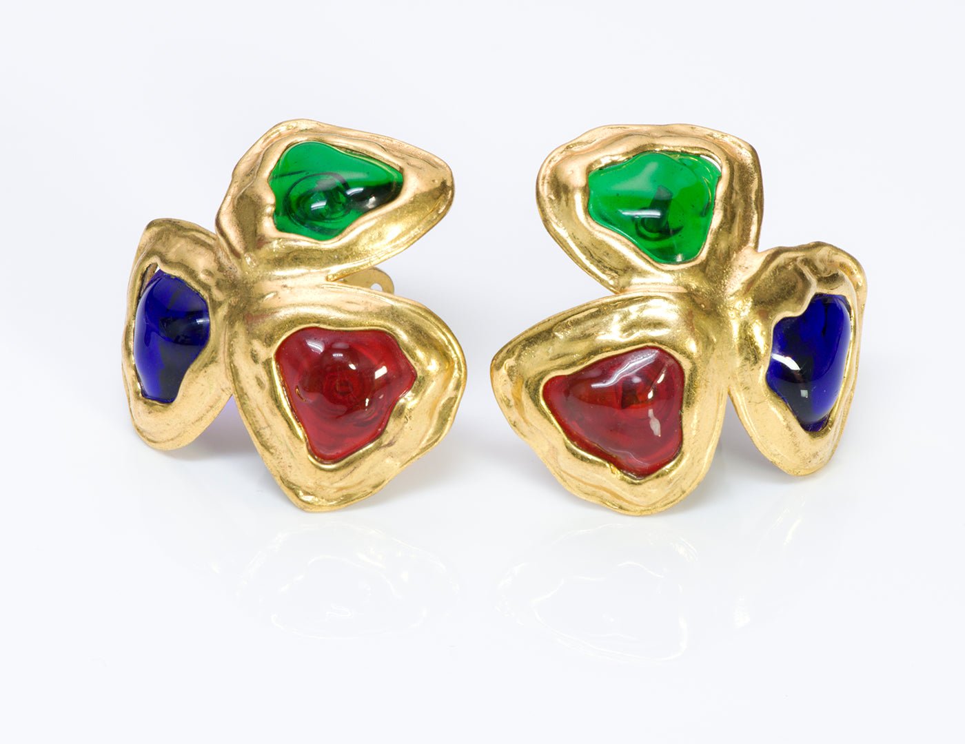 Chanel Gripoix Green Blue Red Earrings