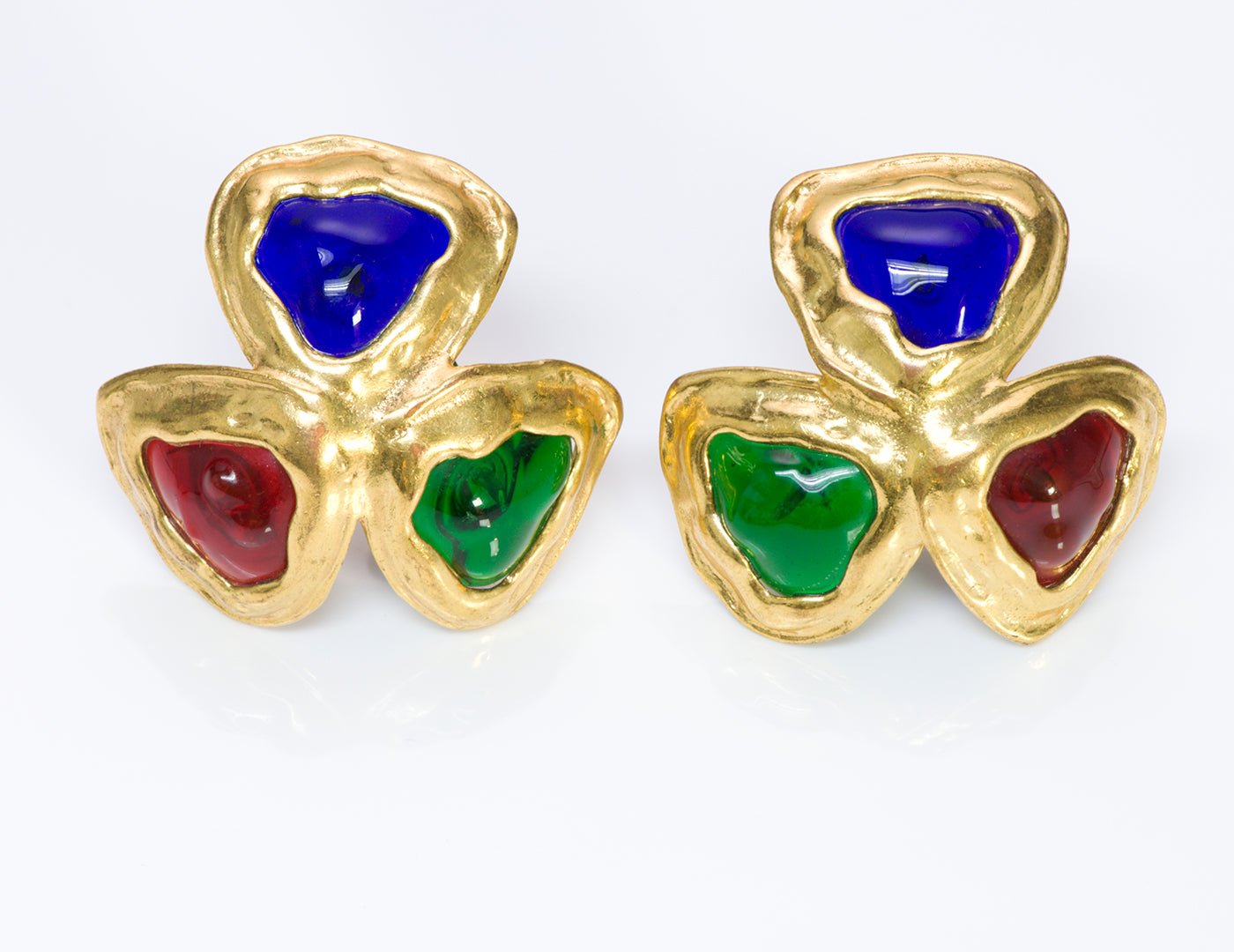 Chanel Gripoix Green Blue Red Earrings