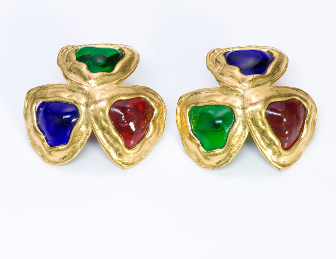 Chanel Gripoix Green Blue Red Earrings