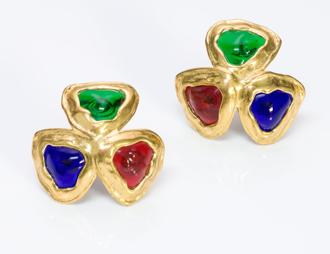 Chanel Gripoix Green Blue Red Earrings