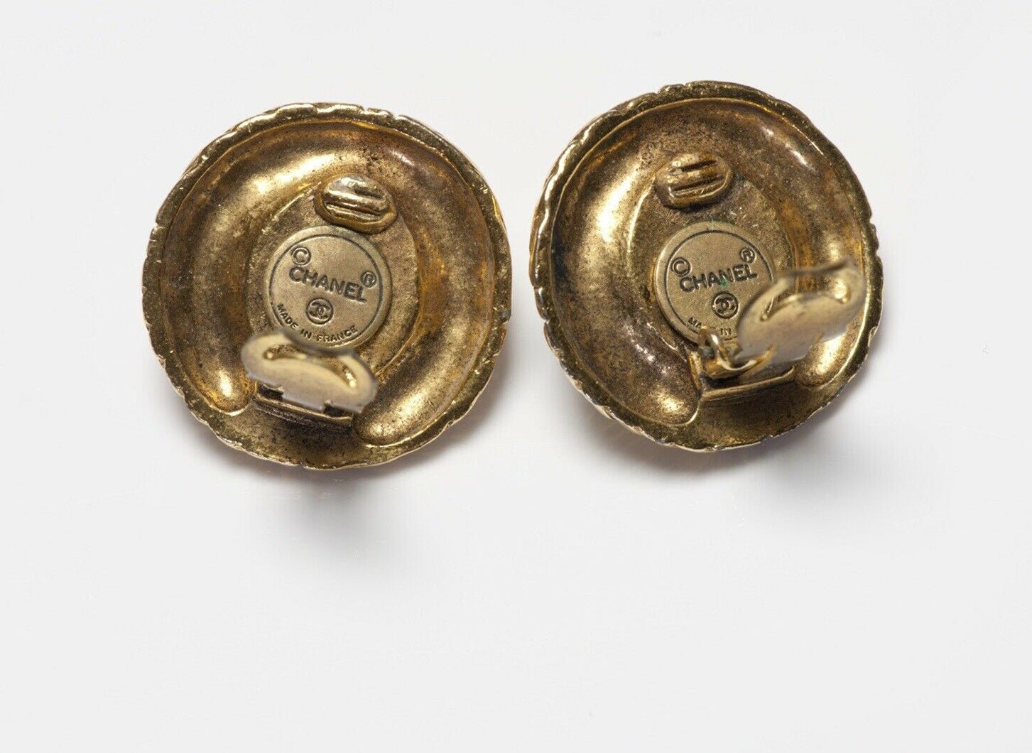 CHANEL Paris 1970’s Baroque Pearl Textured Round Earrings