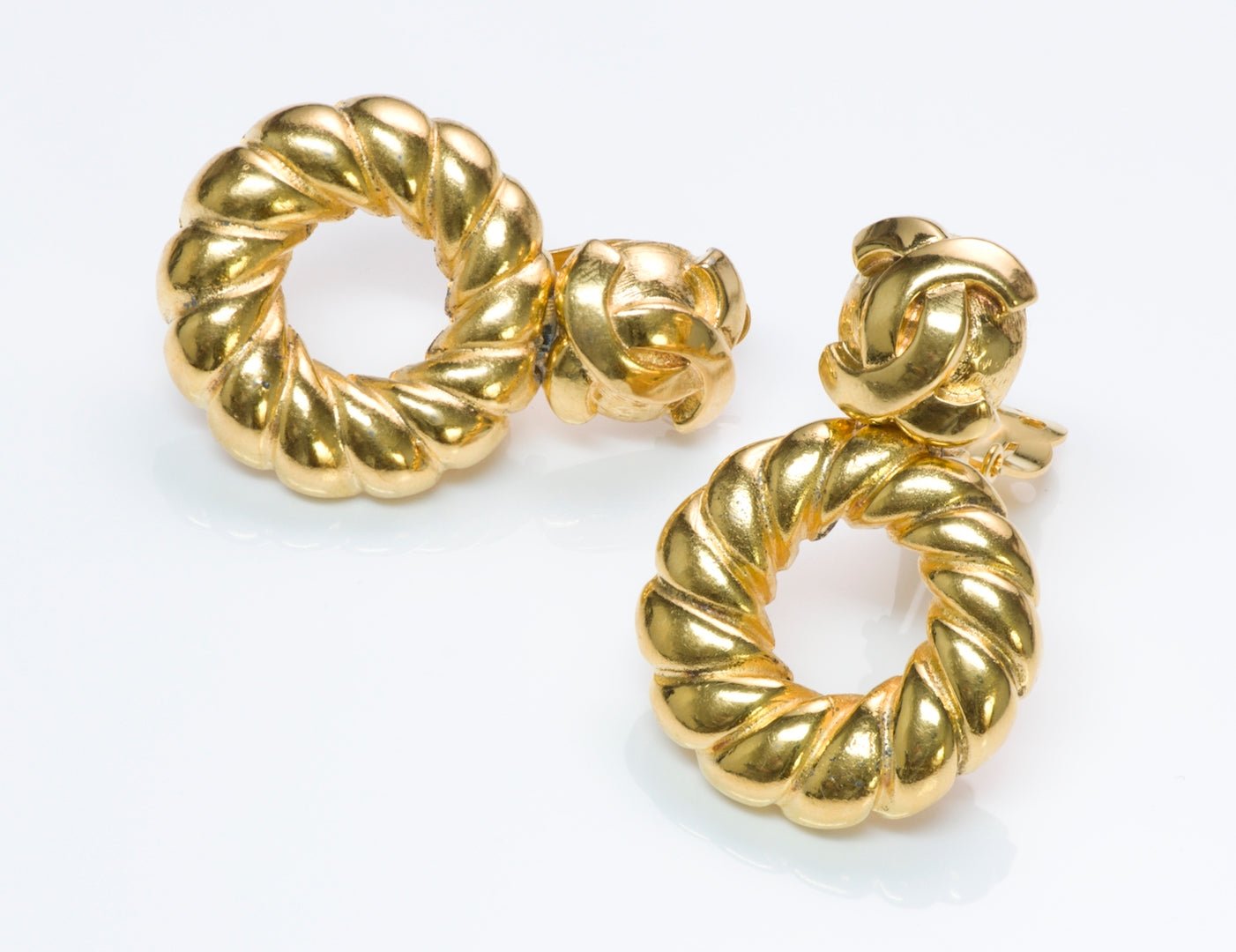 Chanel Paris 1980’s CC Twist Hoop Earrings