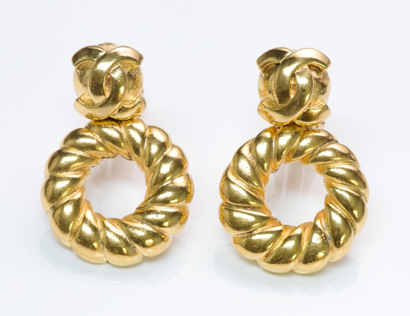 Chanel Paris 1980’s CC Twist Hoop Earrings