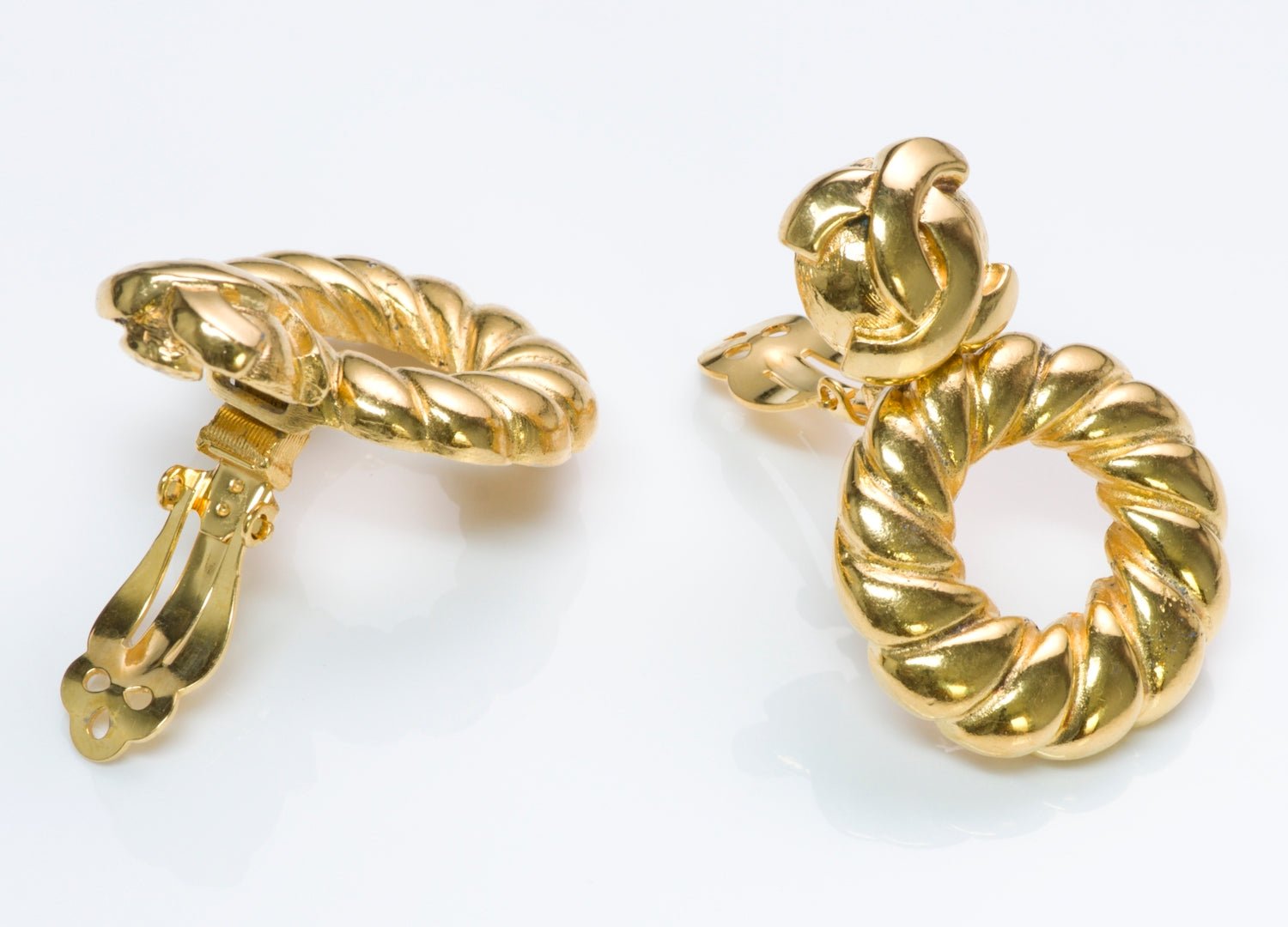 Chanel Paris 1980’s CC Twist Hoop Earrings