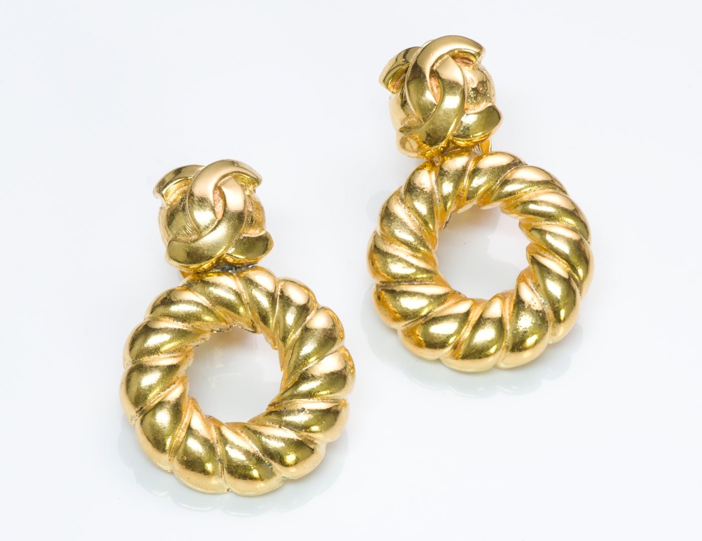 Chanel Paris 1980’s CC Twist Hoop Earrings