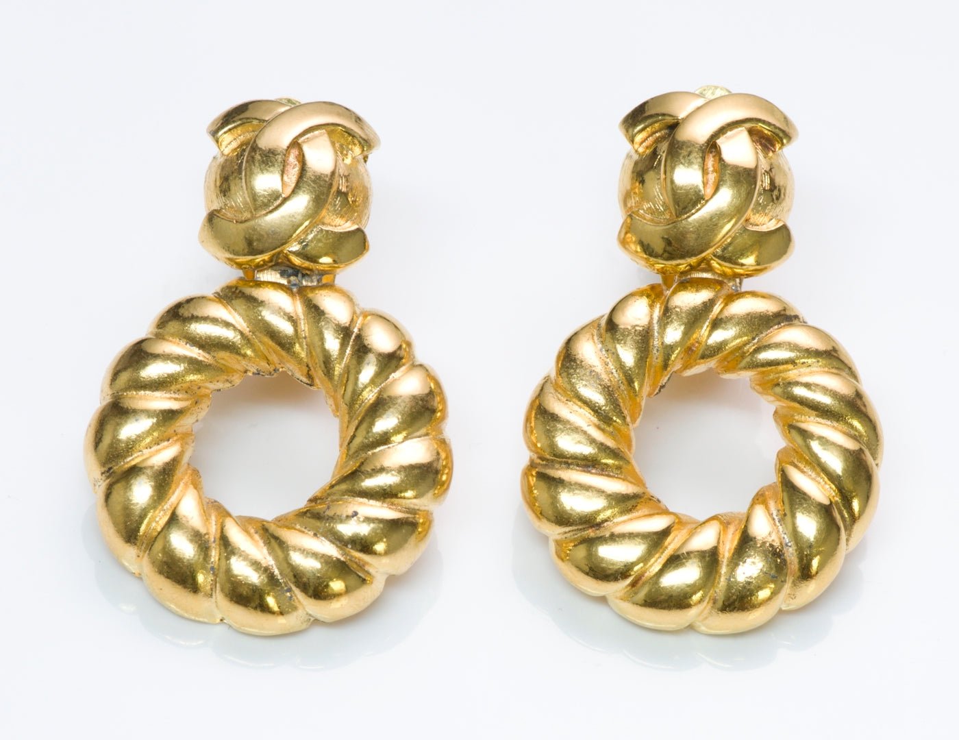 Chanel Paris 1980’s CC Twist Hoop Earrings