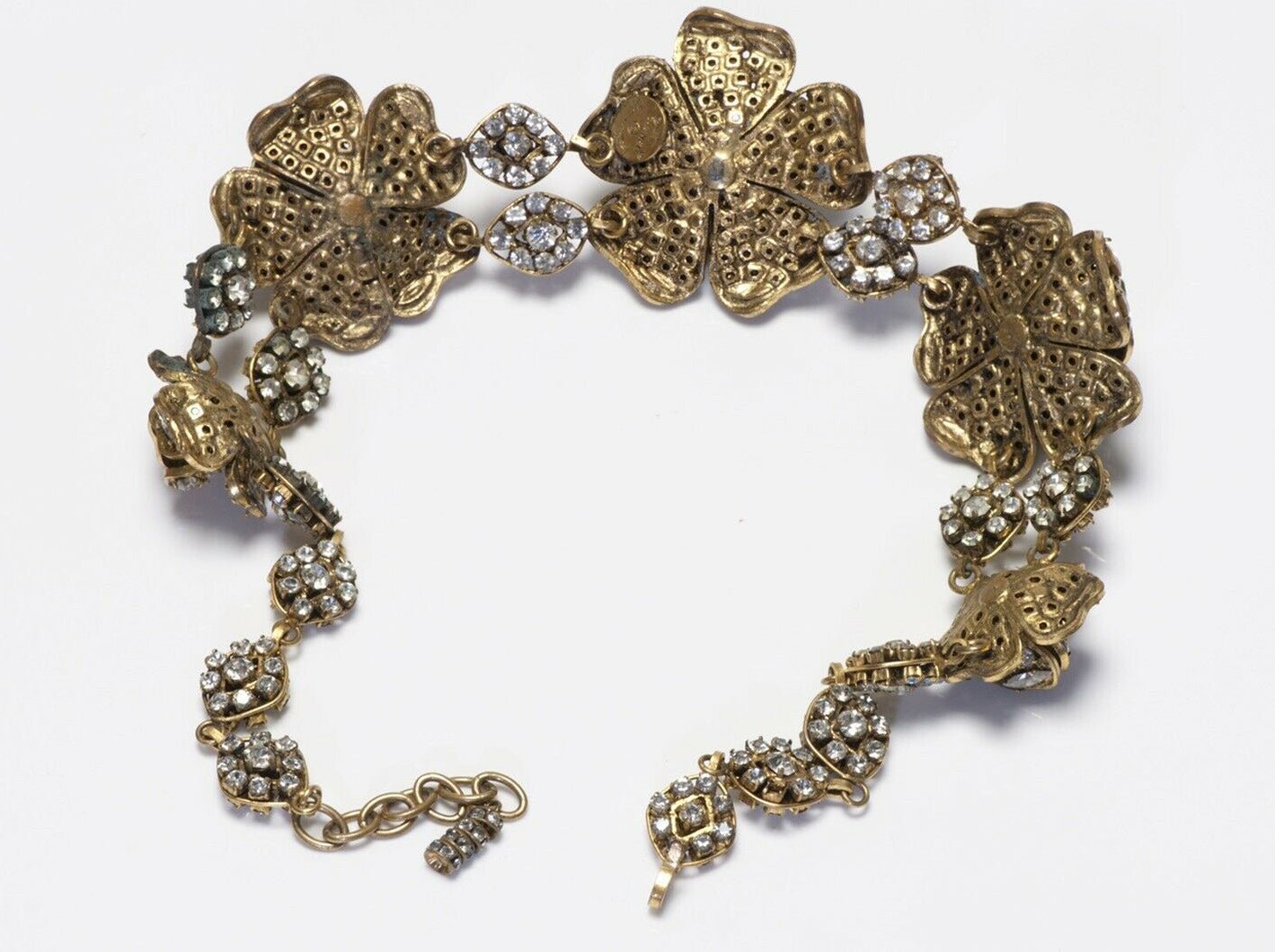 CHANEL Paris 1980’s Crystal Camellia Flower Collar Necklace