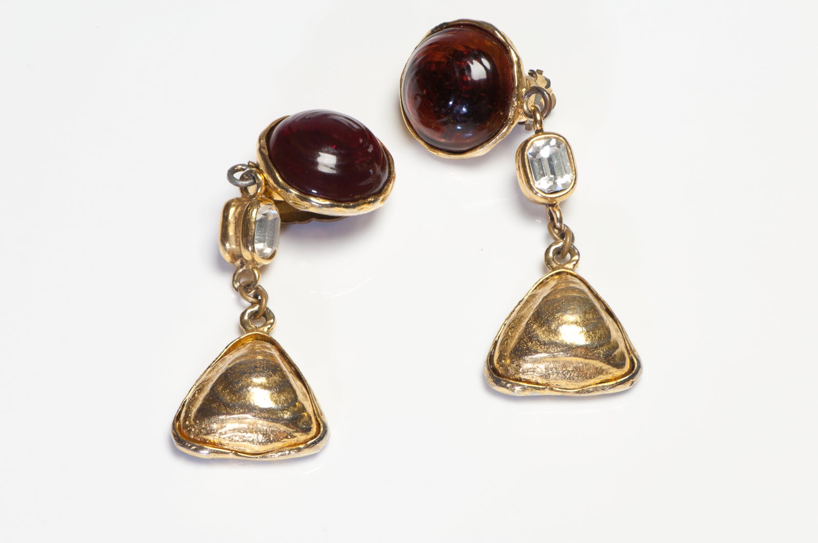 Chanel Paris 1980's Maison Gripoix Amber Glass Byzantine Style Earrings