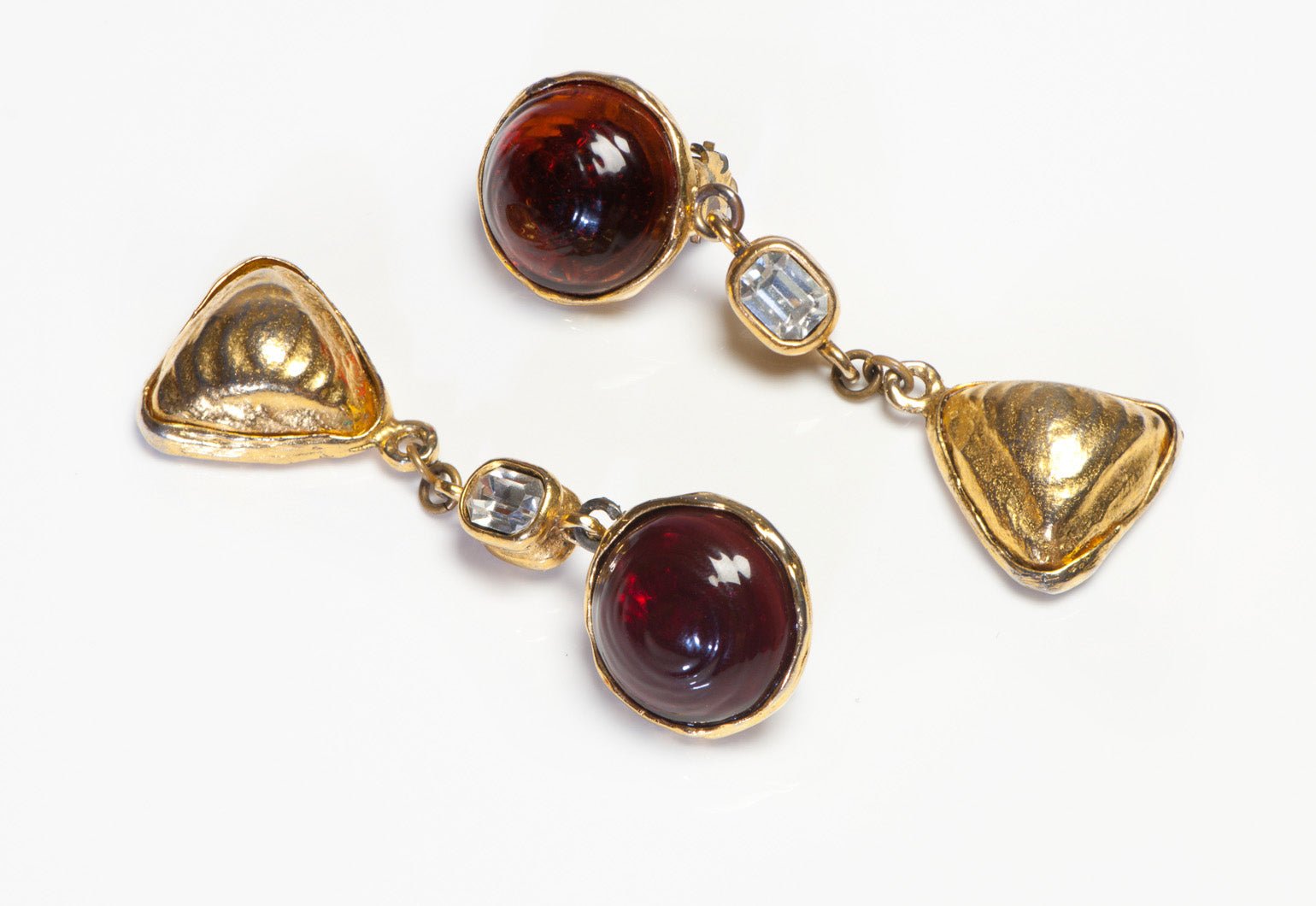 Chanel Paris 1980's Maison Gripoix Amber Glass Byzantine Style Earrings