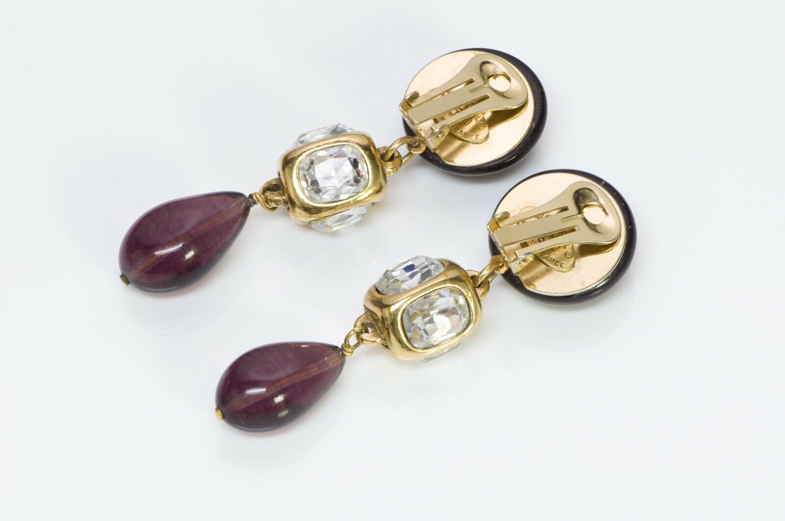 CHANEL Paris 1980’s Maison GRIPOIX Glass Long Earrings