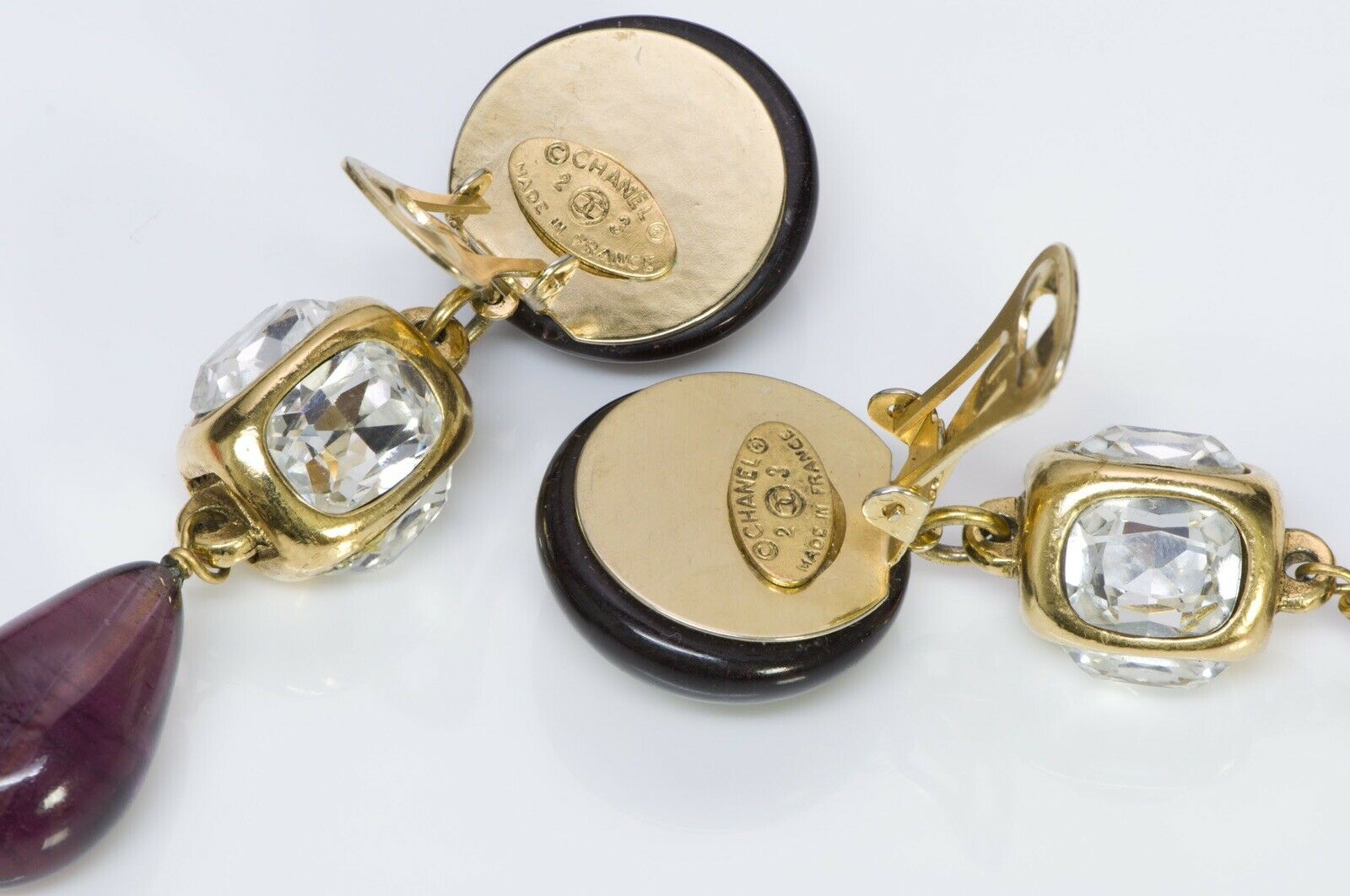 CHANEL Paris 1980’s Maison GRIPOIX Glass Long Earrings