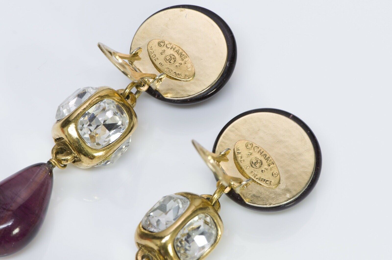 CHANEL Paris 1980’s Maison GRIPOIX Glass Long Earrings