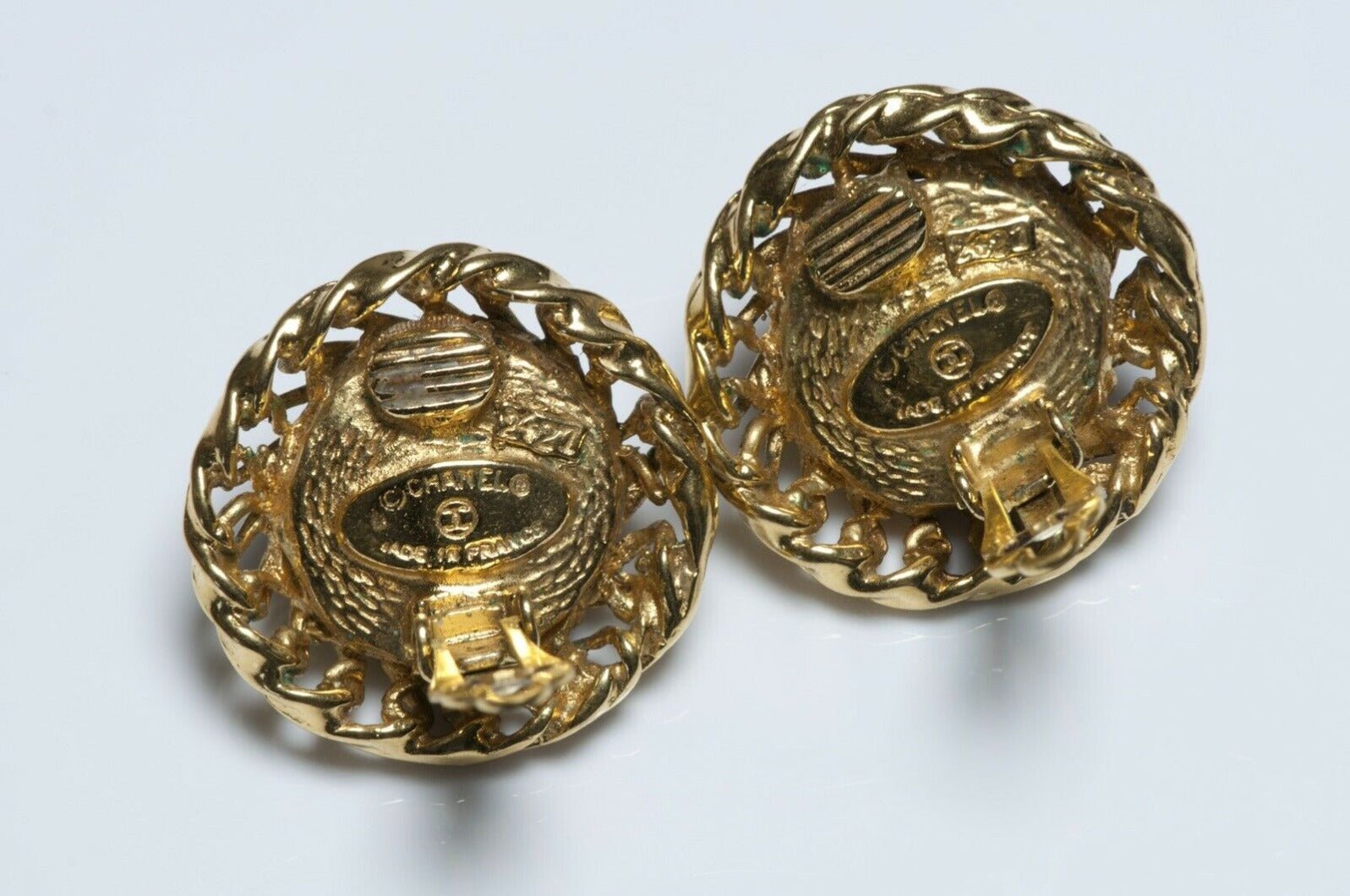 CHANEL Paris 1980’s Maison Gripoix Red Glass Chain Earrings