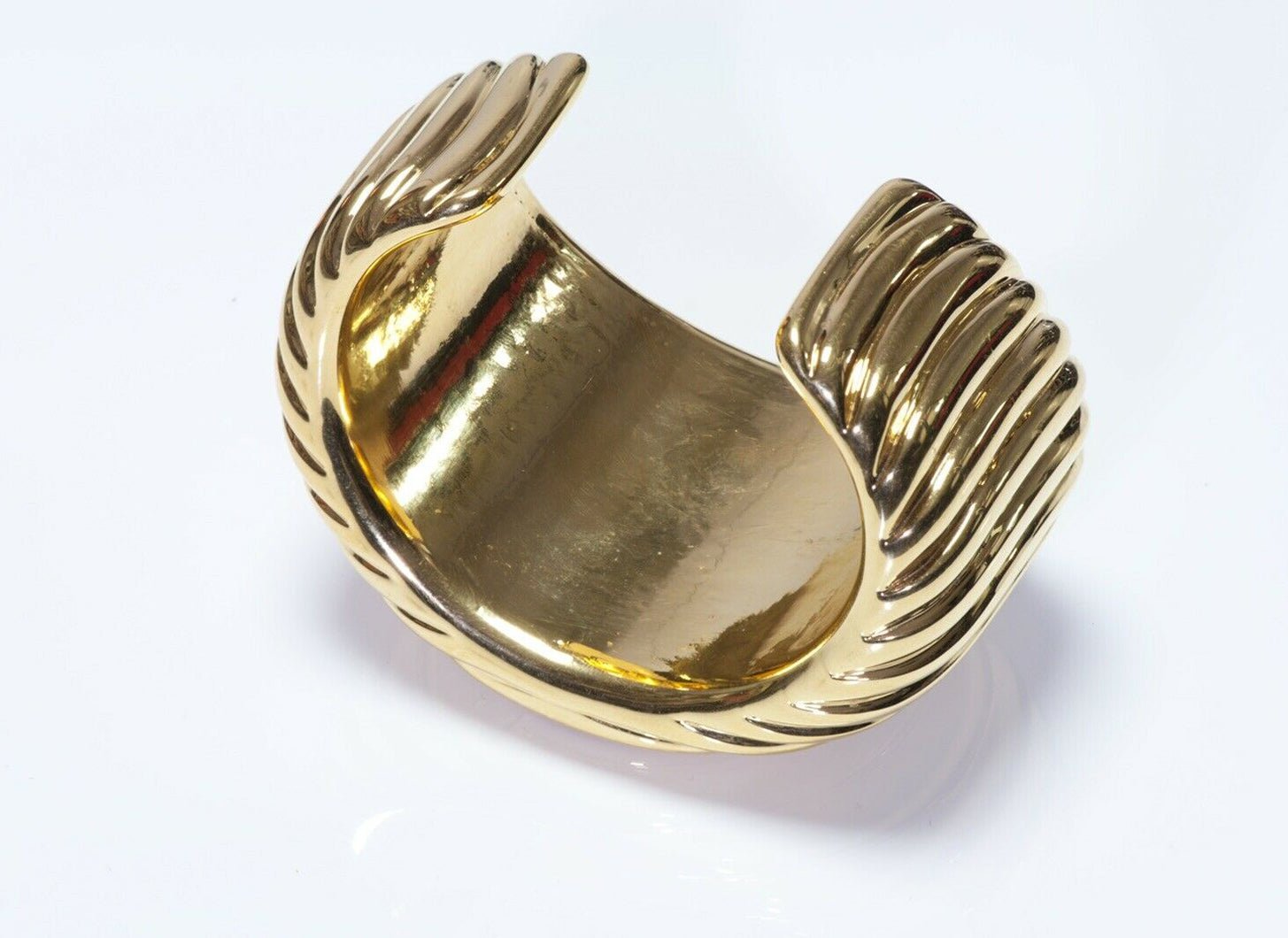 CHANEL Paris 1980’s Wide Black Enamel CC Cuff Bracelet