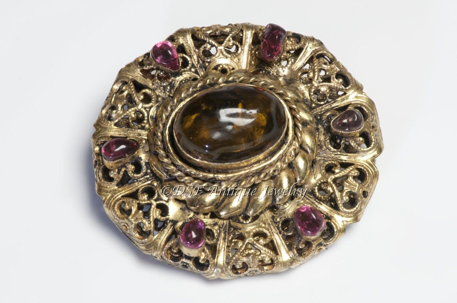CHANEL Paris 1984 Byzantine Style Maison Gripoix Glass Brooch