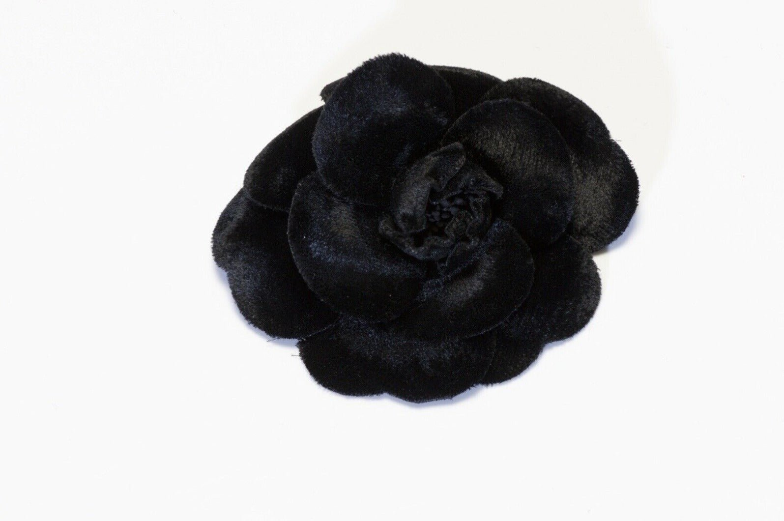 CHANEL Paris 1990’s Black Velvet Camellia Flower Brooch