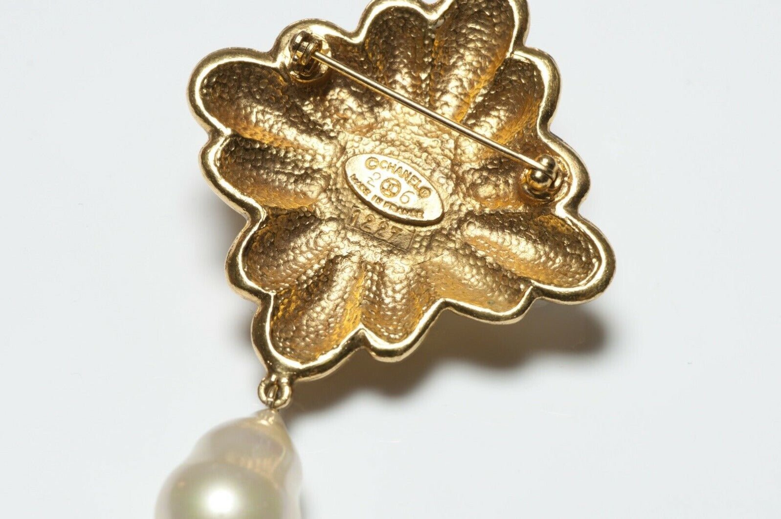 CHANEL Paris 1990’s CC Faux Baroque Pearl Drop Brooch
