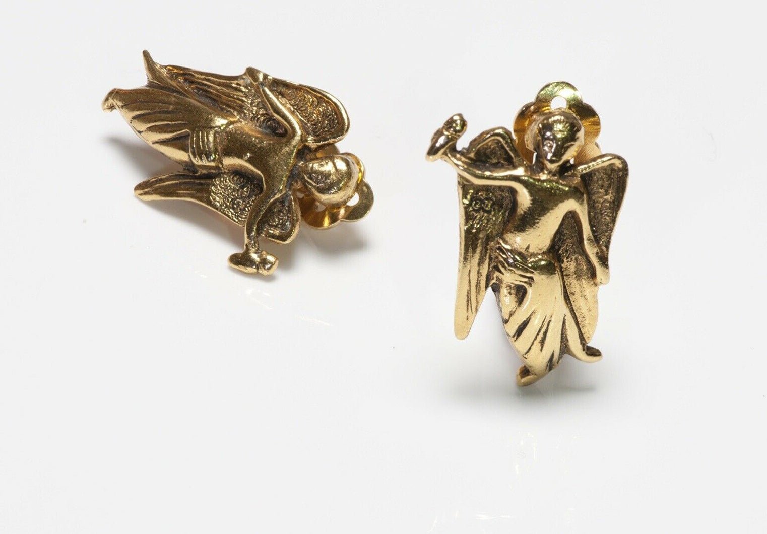 CHANEL Paris 1990’s Gold Plated Angel Earrings