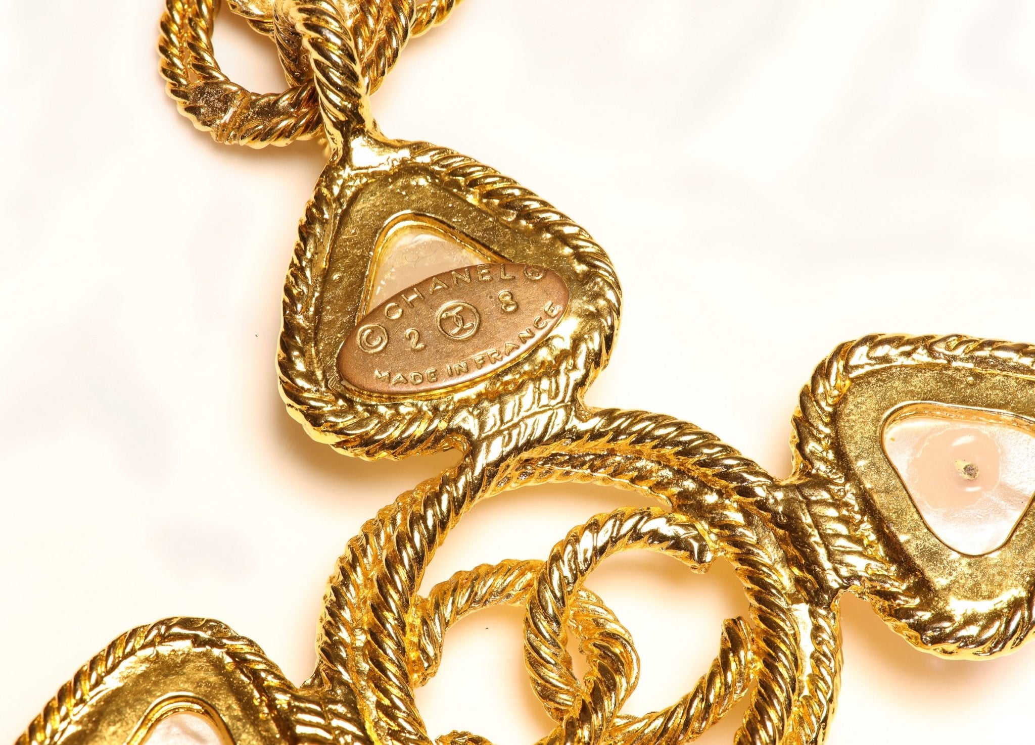 Chanel Paris 1990’s Gold Plated CC Cross Pearl Chain Pendant Necklace