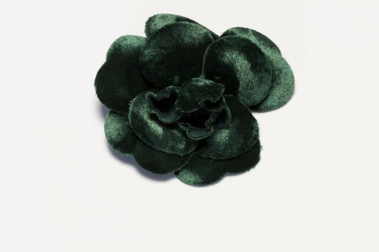 CHANEL Paris 1990’s Green Velvet Camellia Flower Brooch
