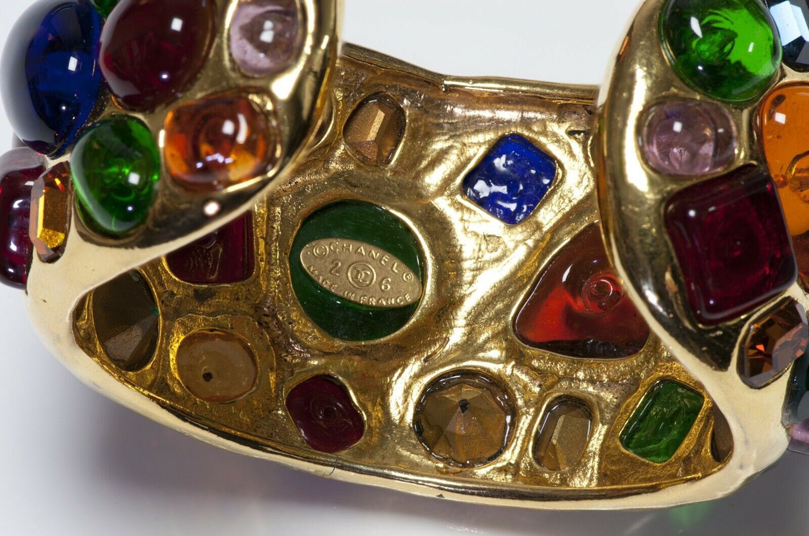 CHANEL Paris 1990’s Maison Gripoix Glass Crystal Cuff Bracelet