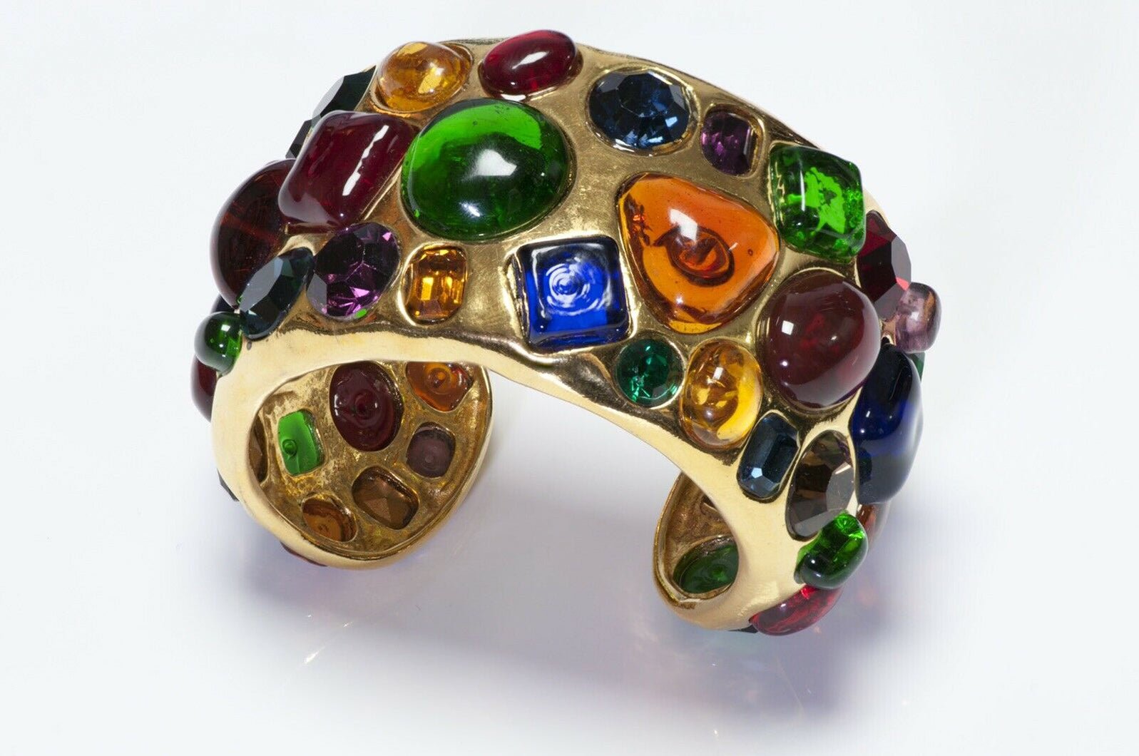 CHANEL Paris 1990’s Maison Gripoix Glass Crystal Cuff Bracelet