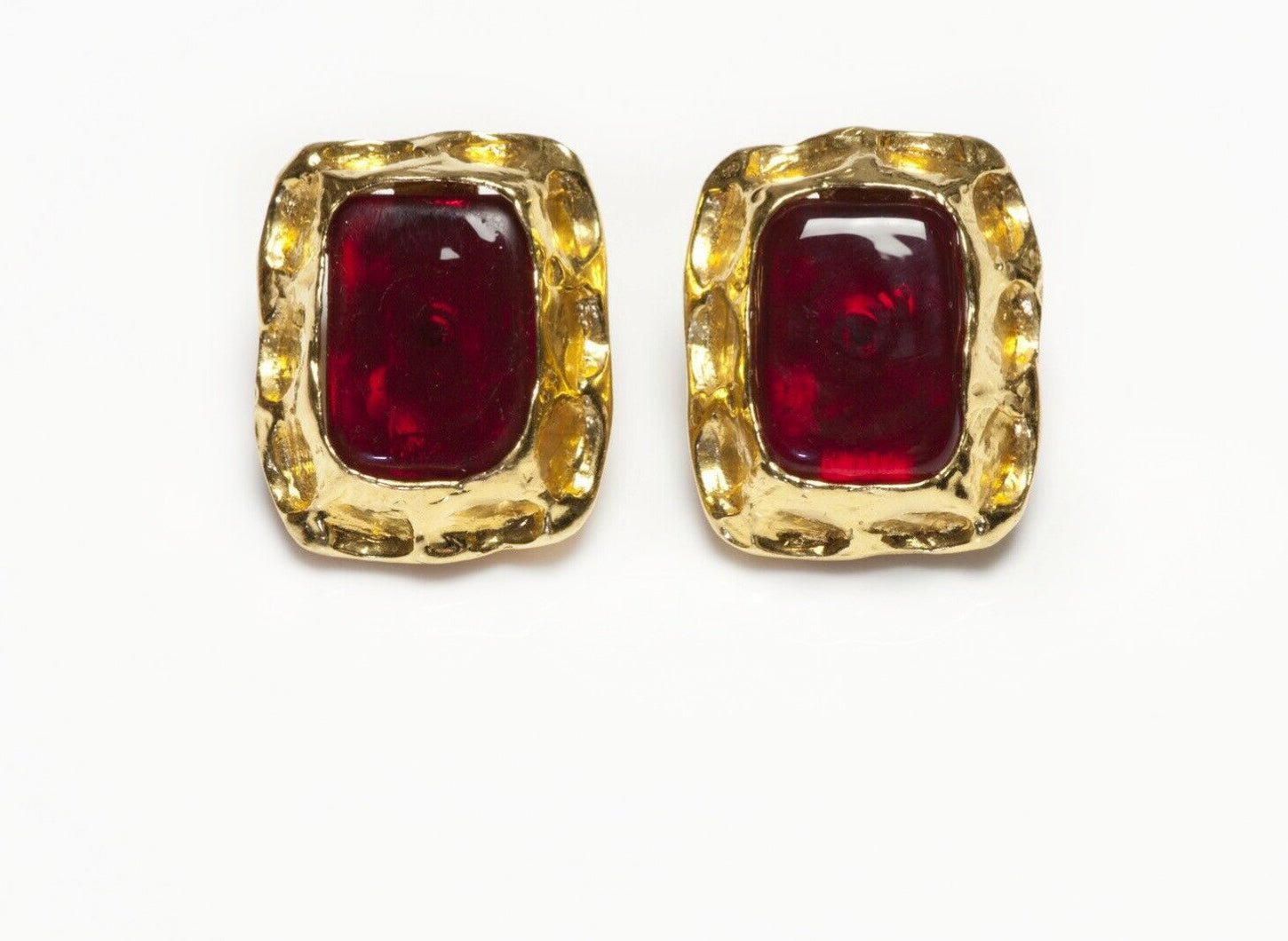 CHANEL Paris 1990’s Maison Gripoix Red Glass Earrings