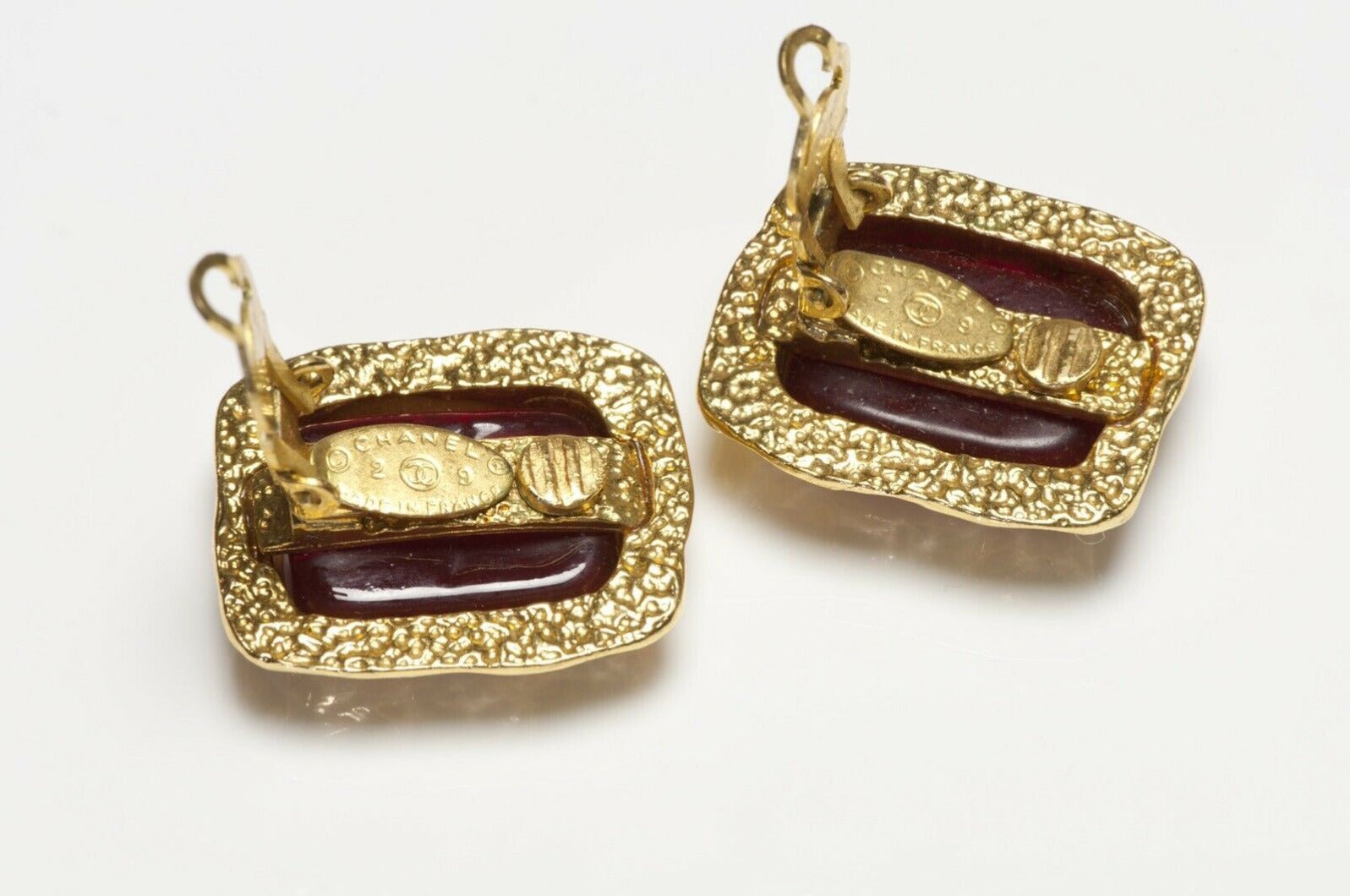 CHANEL Paris 1990’s Maison Gripoix Red Glass Earrings
