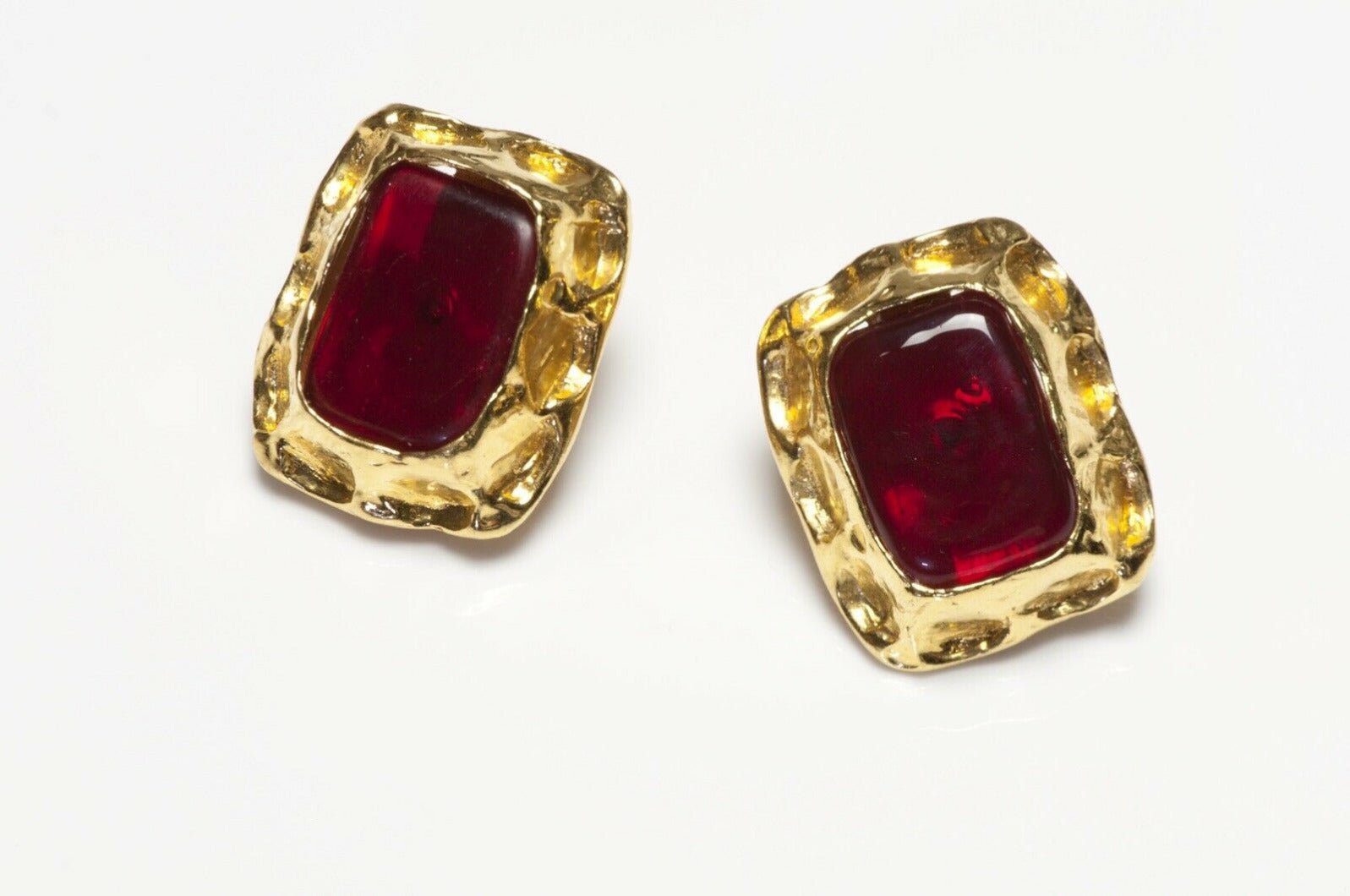 CHANEL Paris 1990’s Maison Gripoix Red Glass Earrings