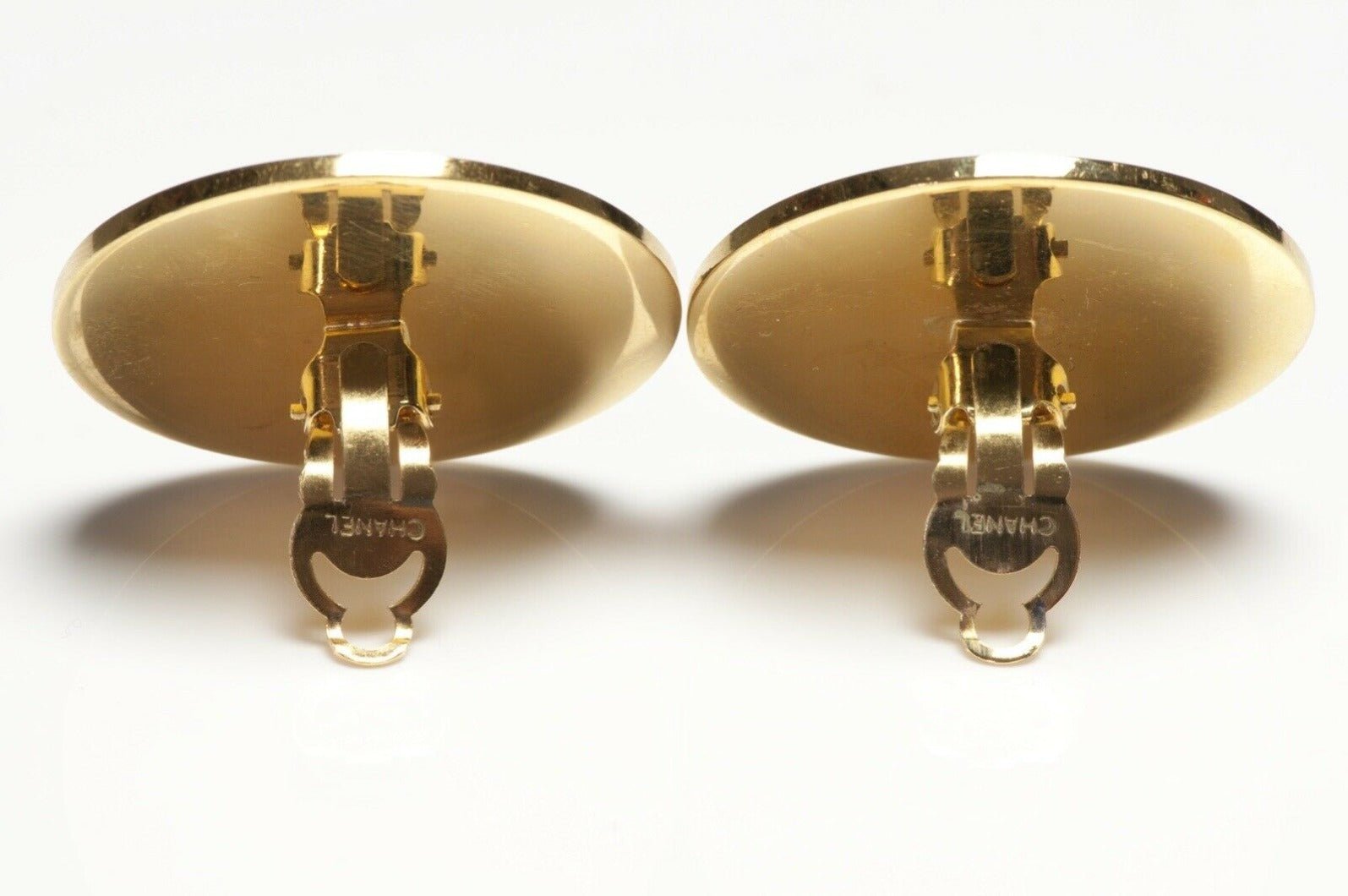 CHANEL Paris 1990’s Red Enamel 31 Rue Cambon CC Coin Earrings