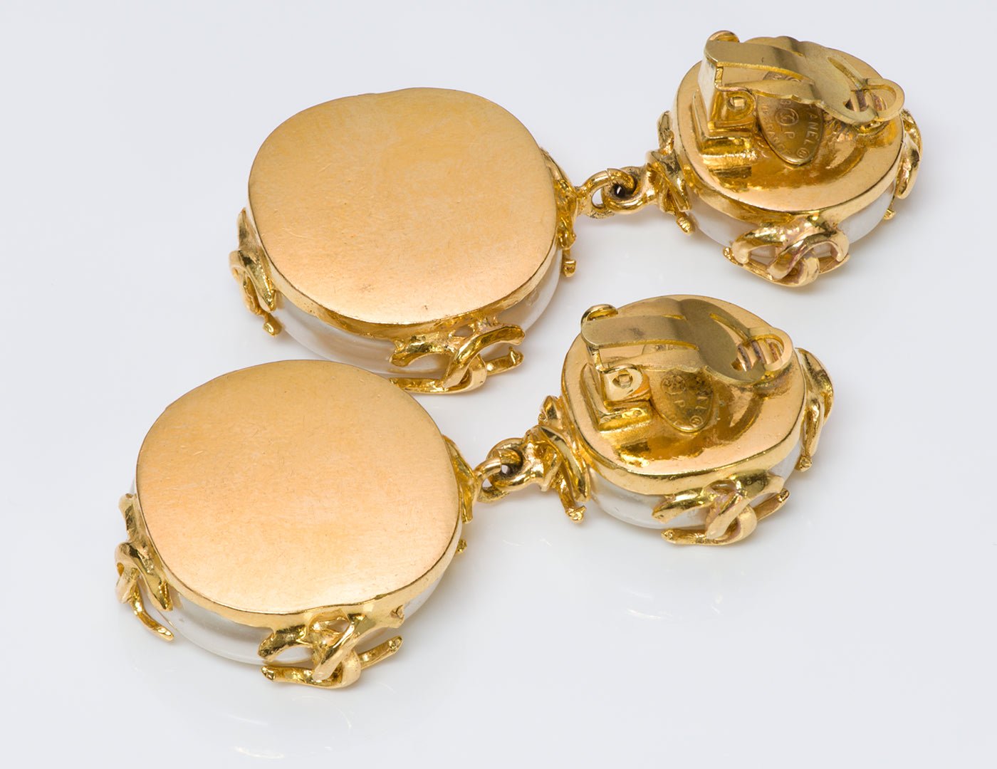 Chanel Paris 1993 CC Pearl Drop Earrings