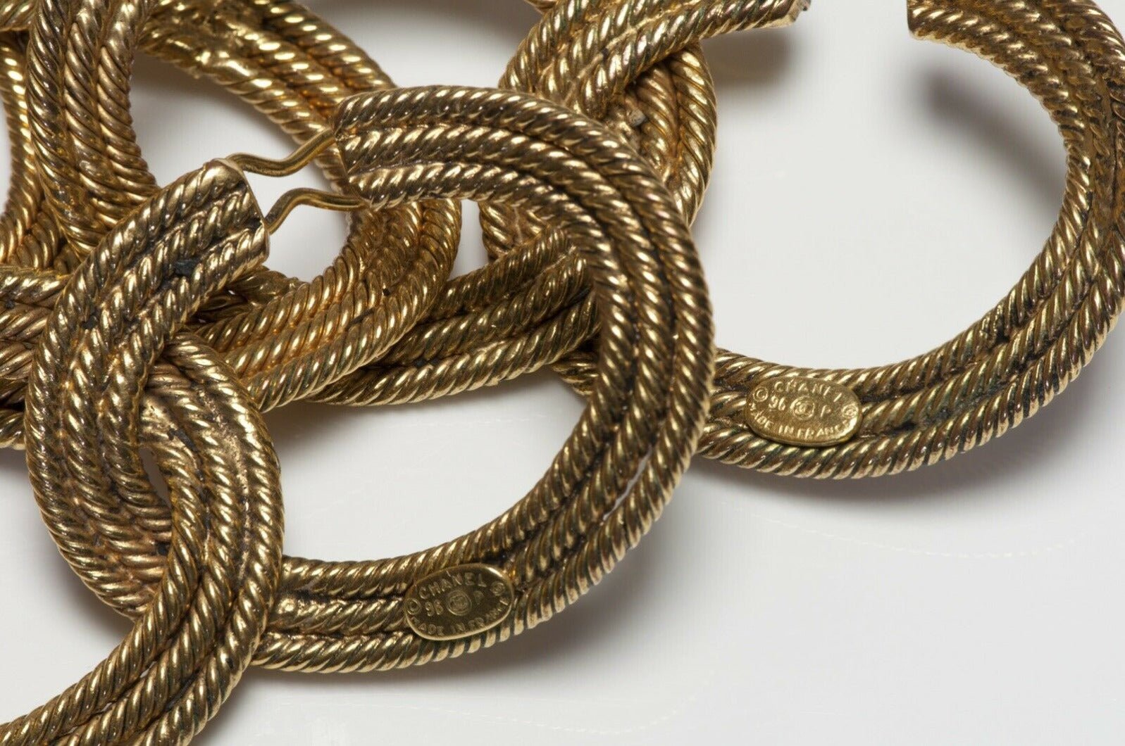 CHANEL Paris 1996 CC Woven Chain Convertible 2 Bracelets Necklace