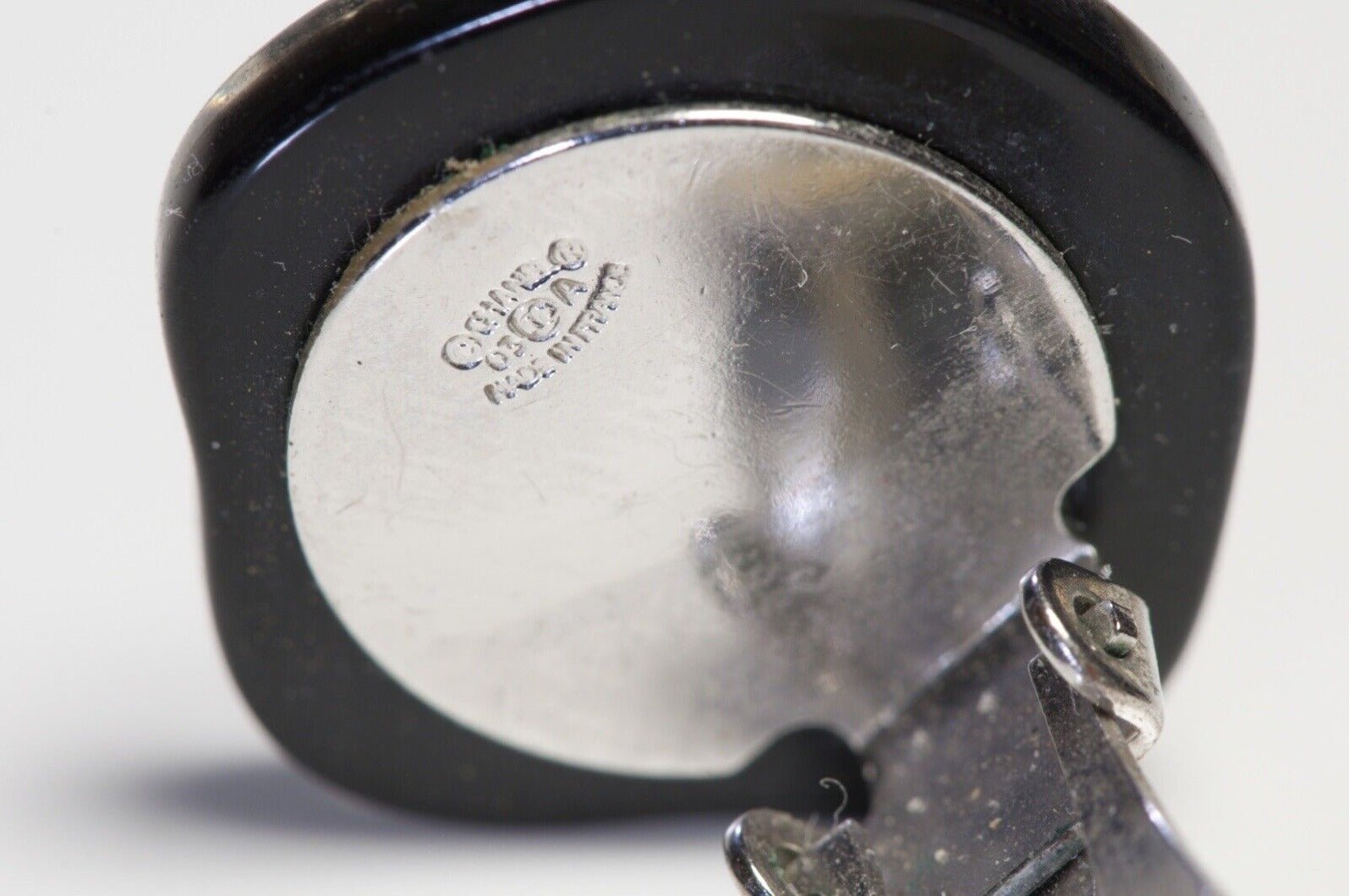 CHANEL Paris 2003 Fall CC Black Resin Camellia Flower Crystal Earrings