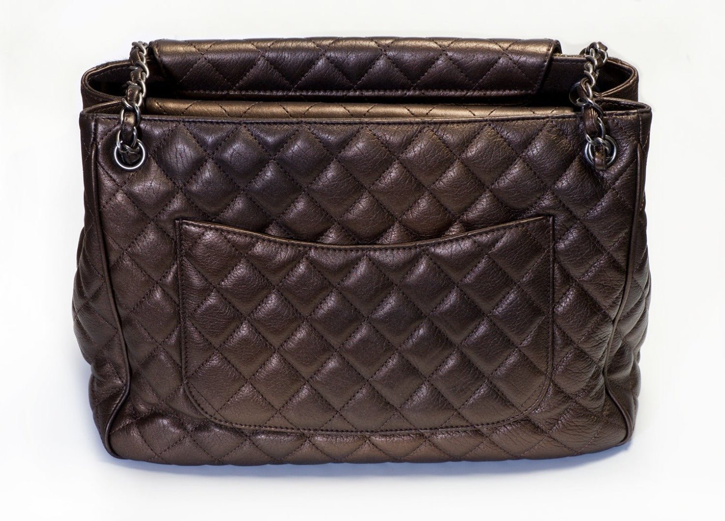 CHANEL Paris 2015 Brown Ombré Quilted Leather Mink Fur Tote Bag