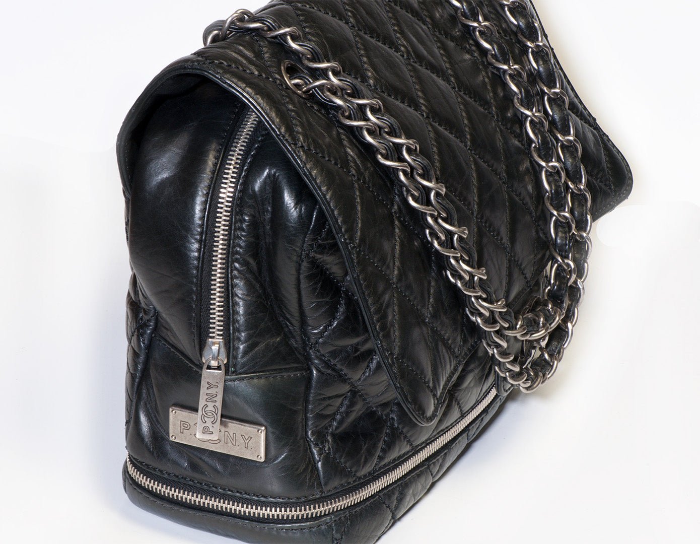Chanel Paris CC 2005 Black Calfskin Quilted Leather Expandable PNY Maxi Flap Bag