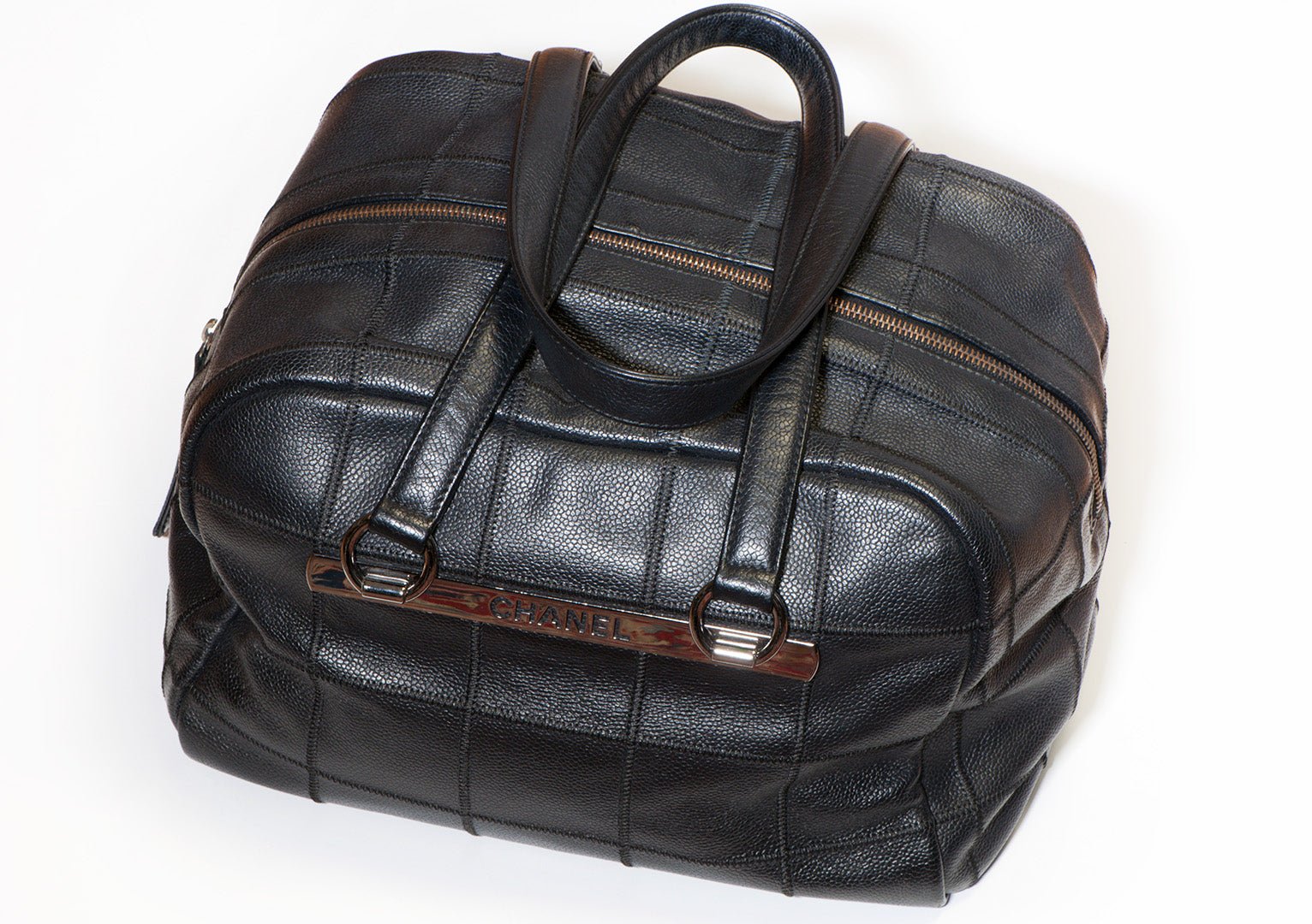 Chanel Paris CC Black Caviar Leather Large Chocolate Bar Shoulder Bag