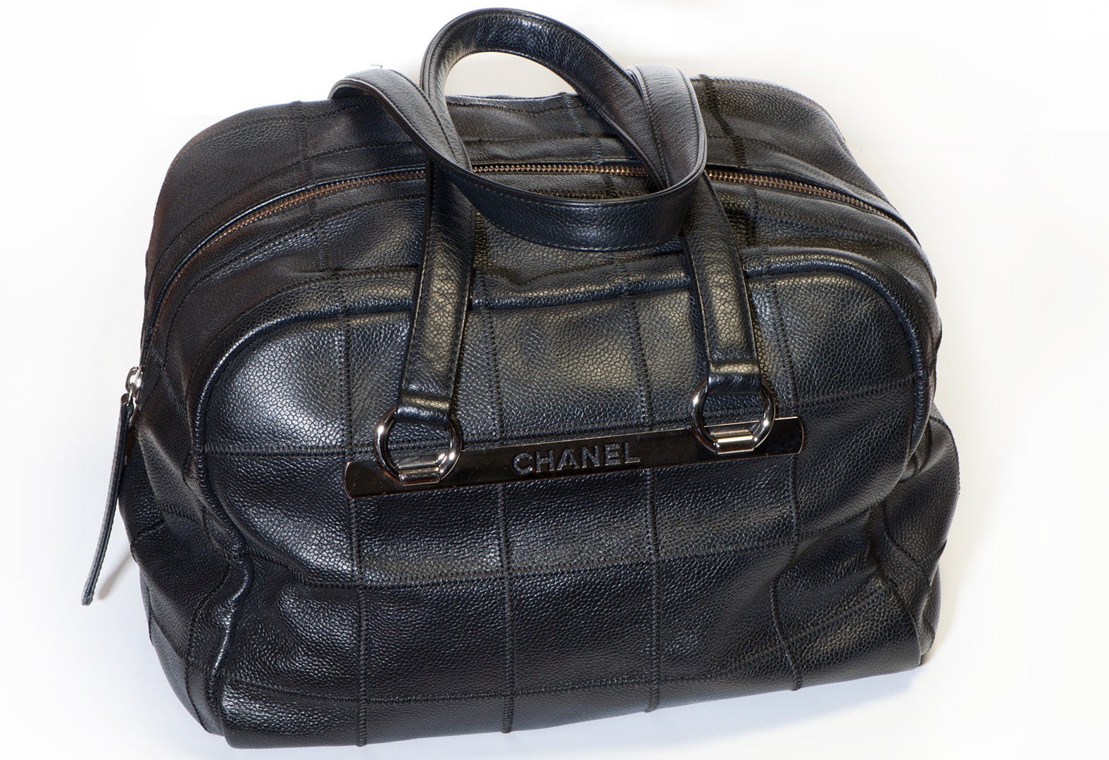 Chanel Paris CC Black Caviar Leather Large Chocolate Bar Shoulder Bag