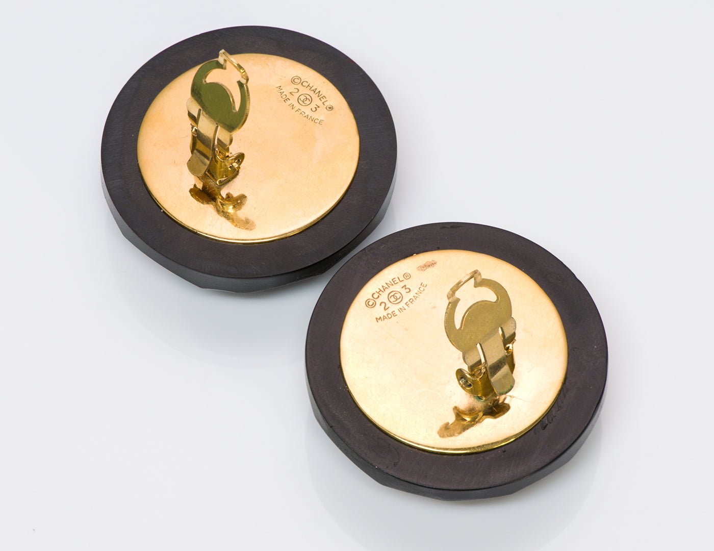 Chanel Paris CC Black Resin Earrings