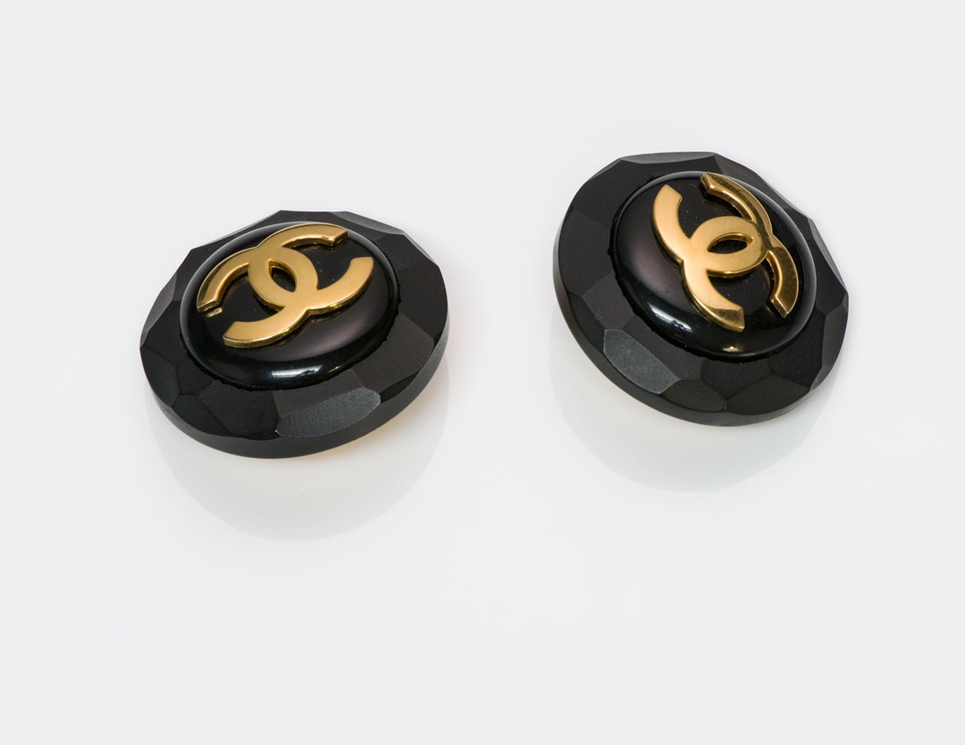Chanel Paris CC Black Resin Earrings